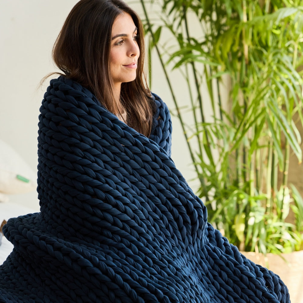 Avocado Weighted Blanket in Navy