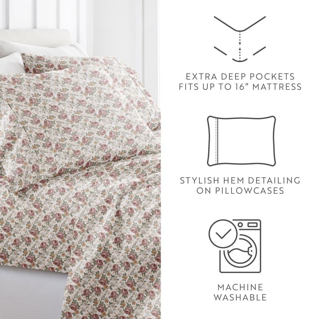 Blooming Roses Patterned Sheet Set