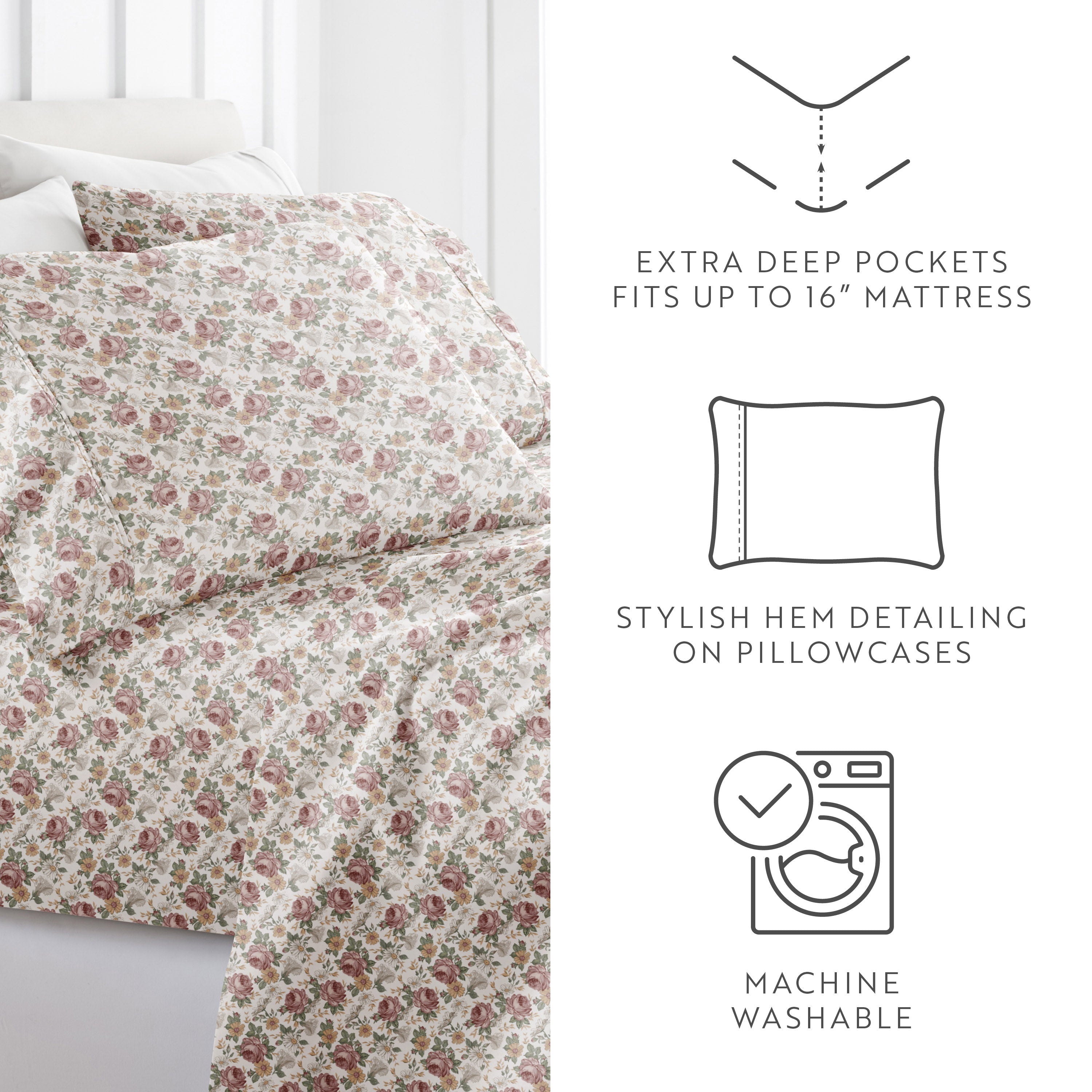Blooming Roses Patterned Sheet Set