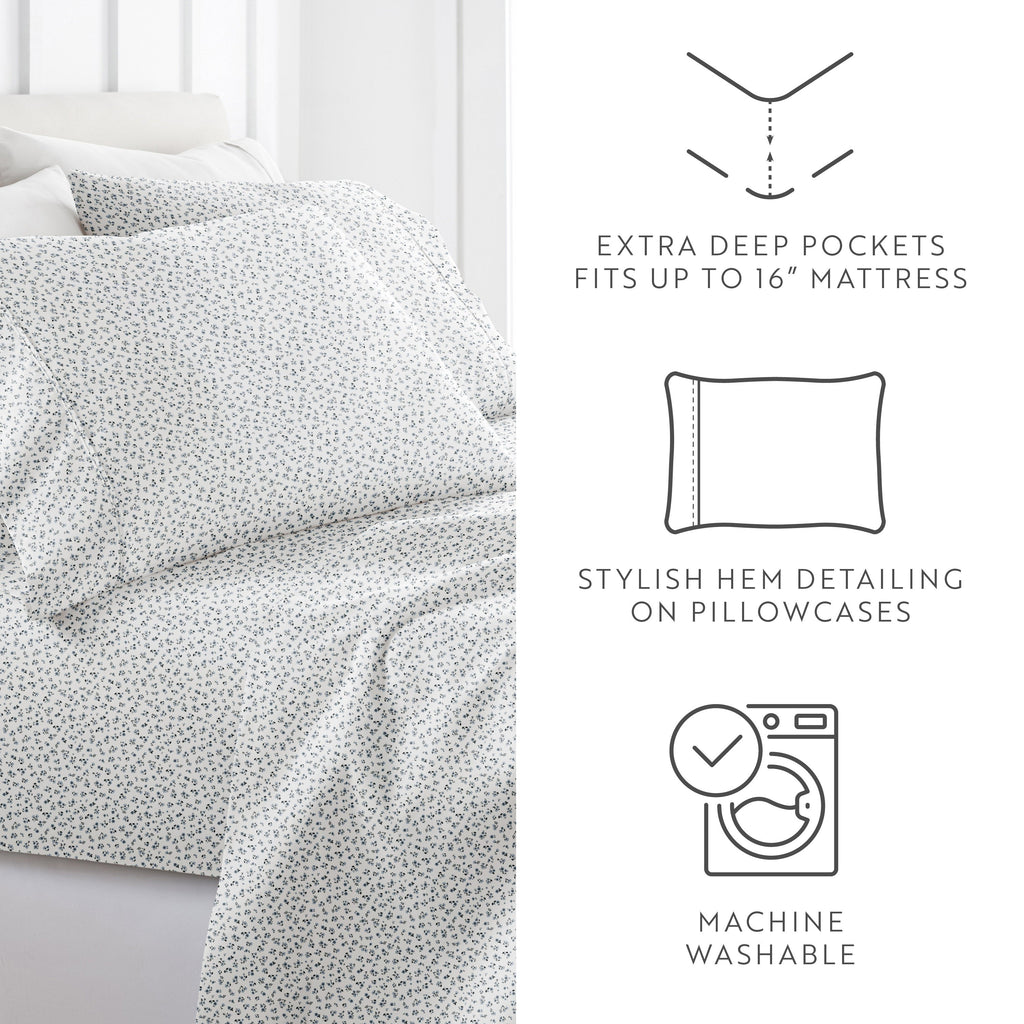Ditsy Floral Light Blue 4-Piece Pattern Sheet Set