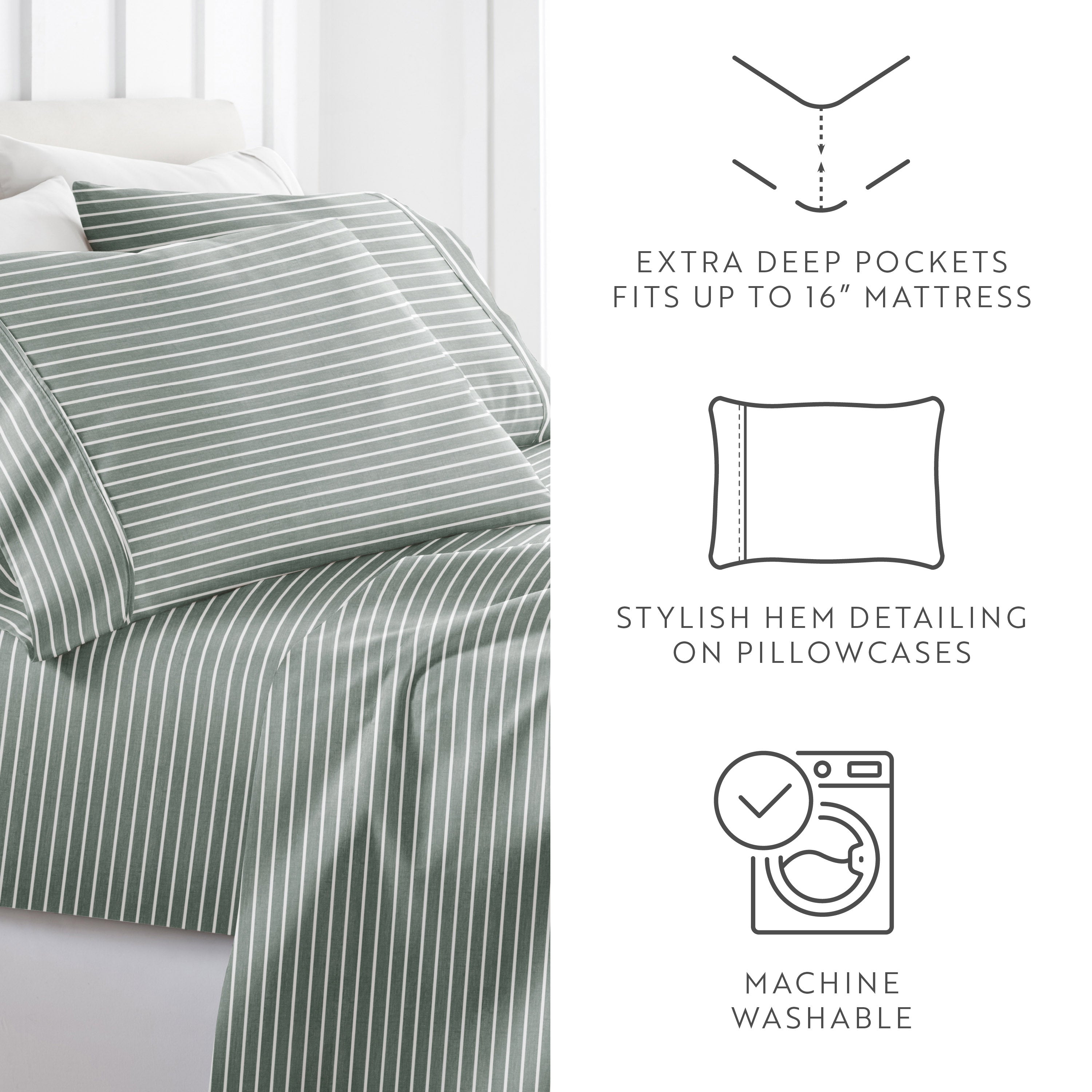 Distressed Awning Stripe 4-Piece Pattern Sheet Set