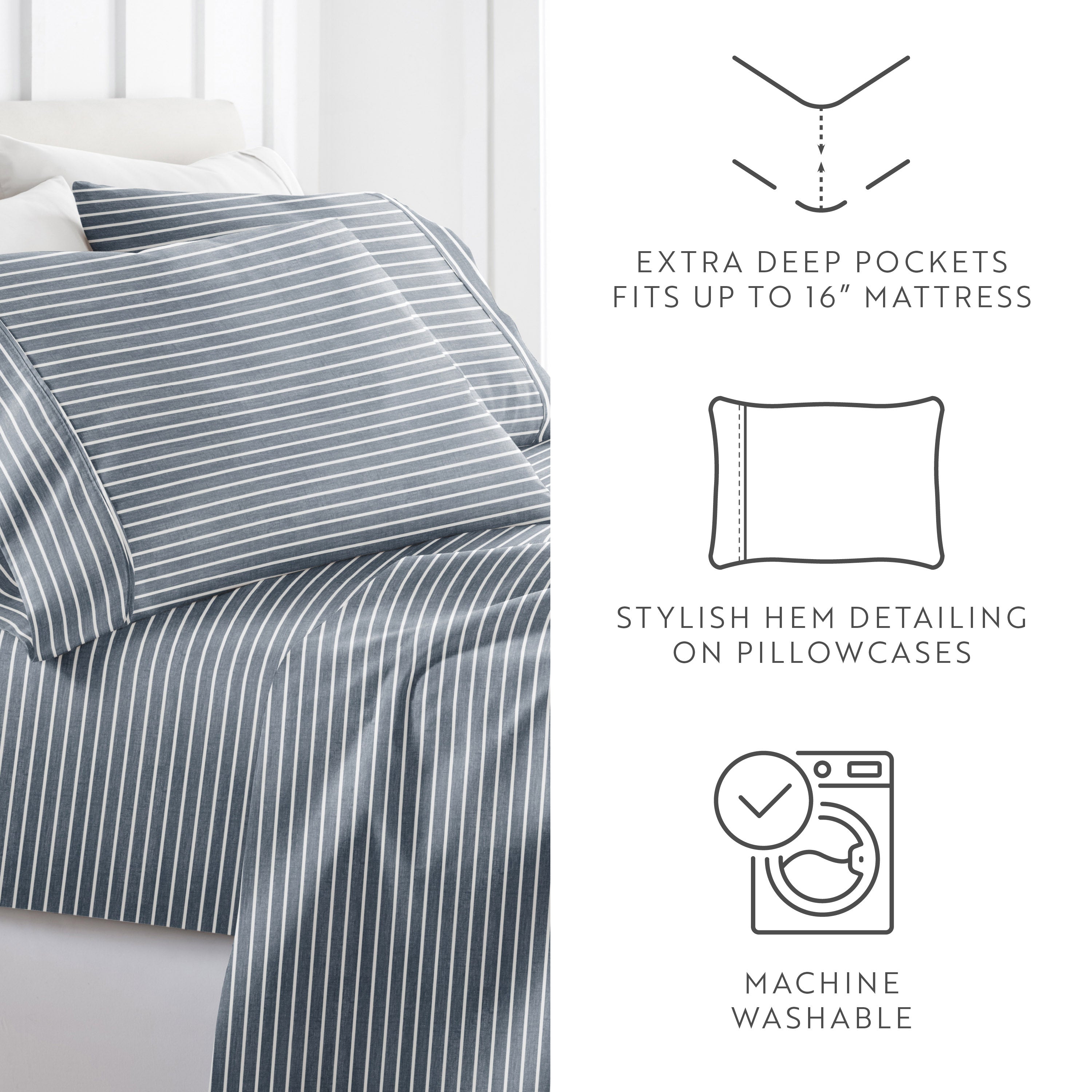 Distressed Awning Stripe 4-Piece Pattern Sheet Set