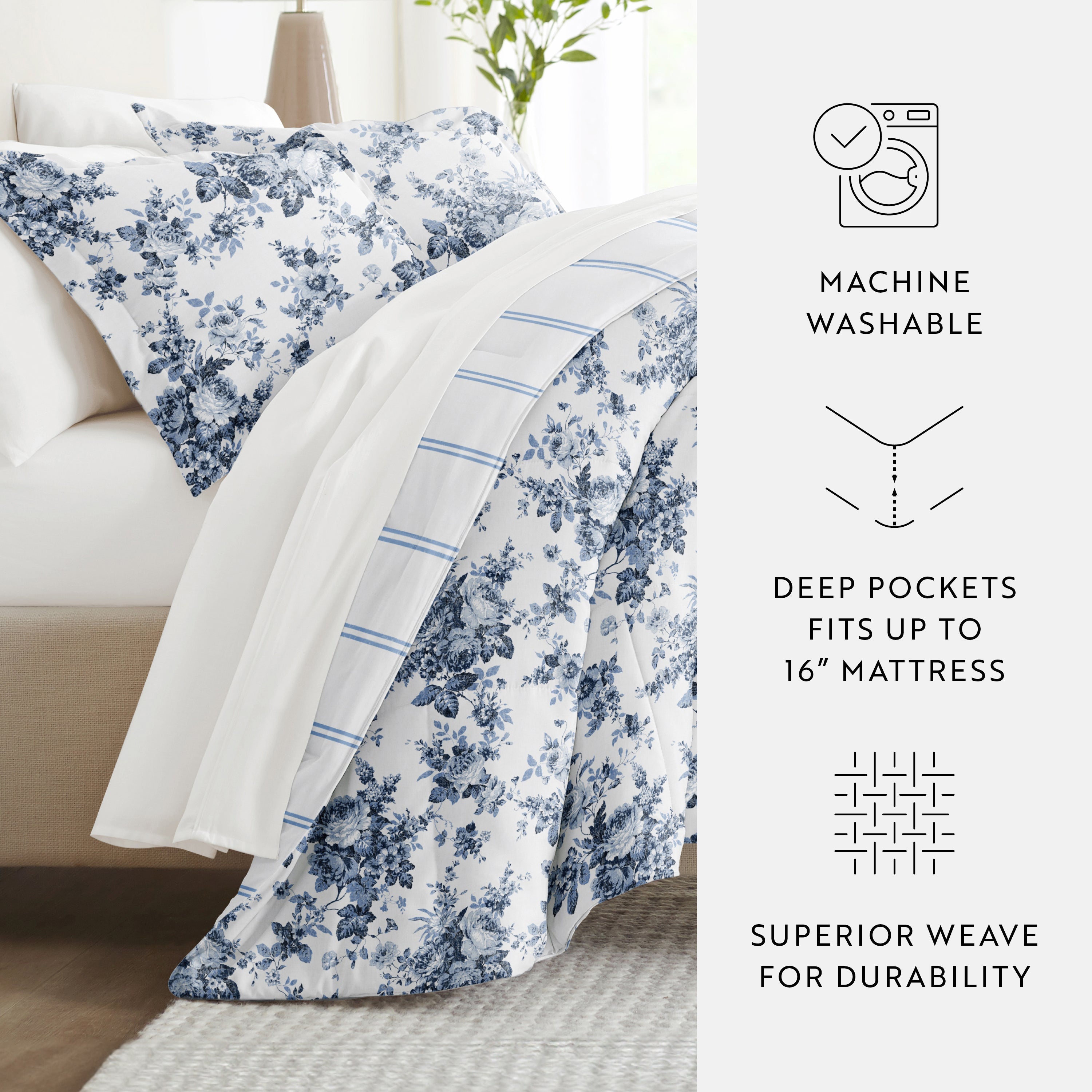 Bedding Bundle-Pattern Comforter Set and Solid Sheet Set
