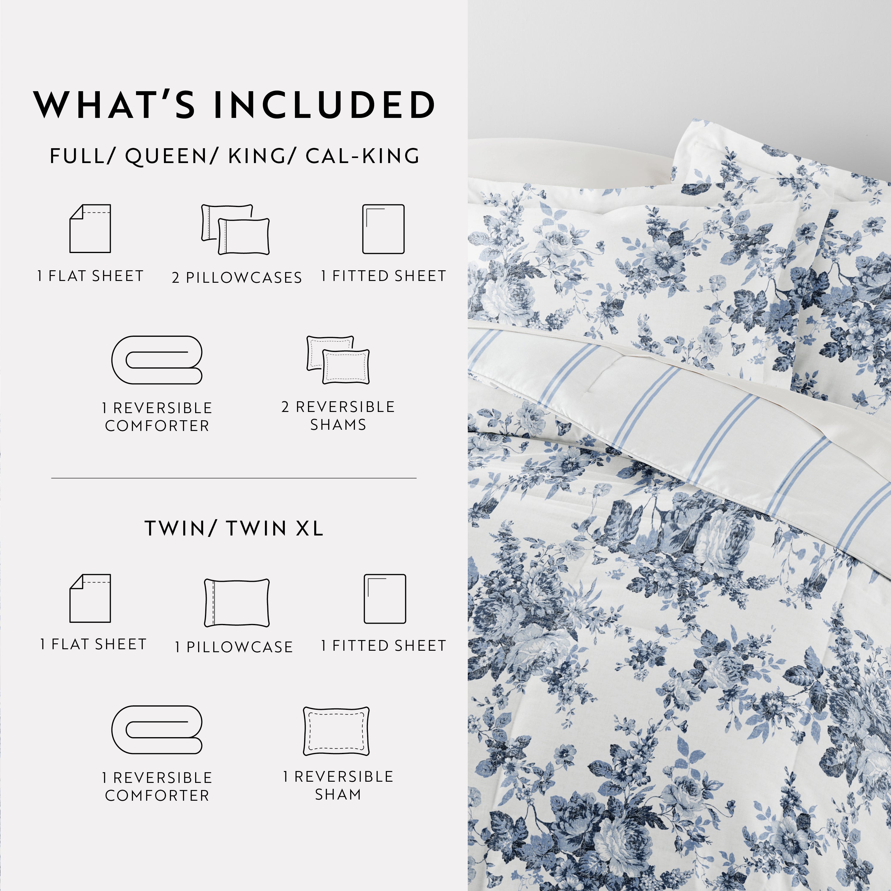 Bedding Bundle-Pattern Comforter Set and Solid Sheet Set