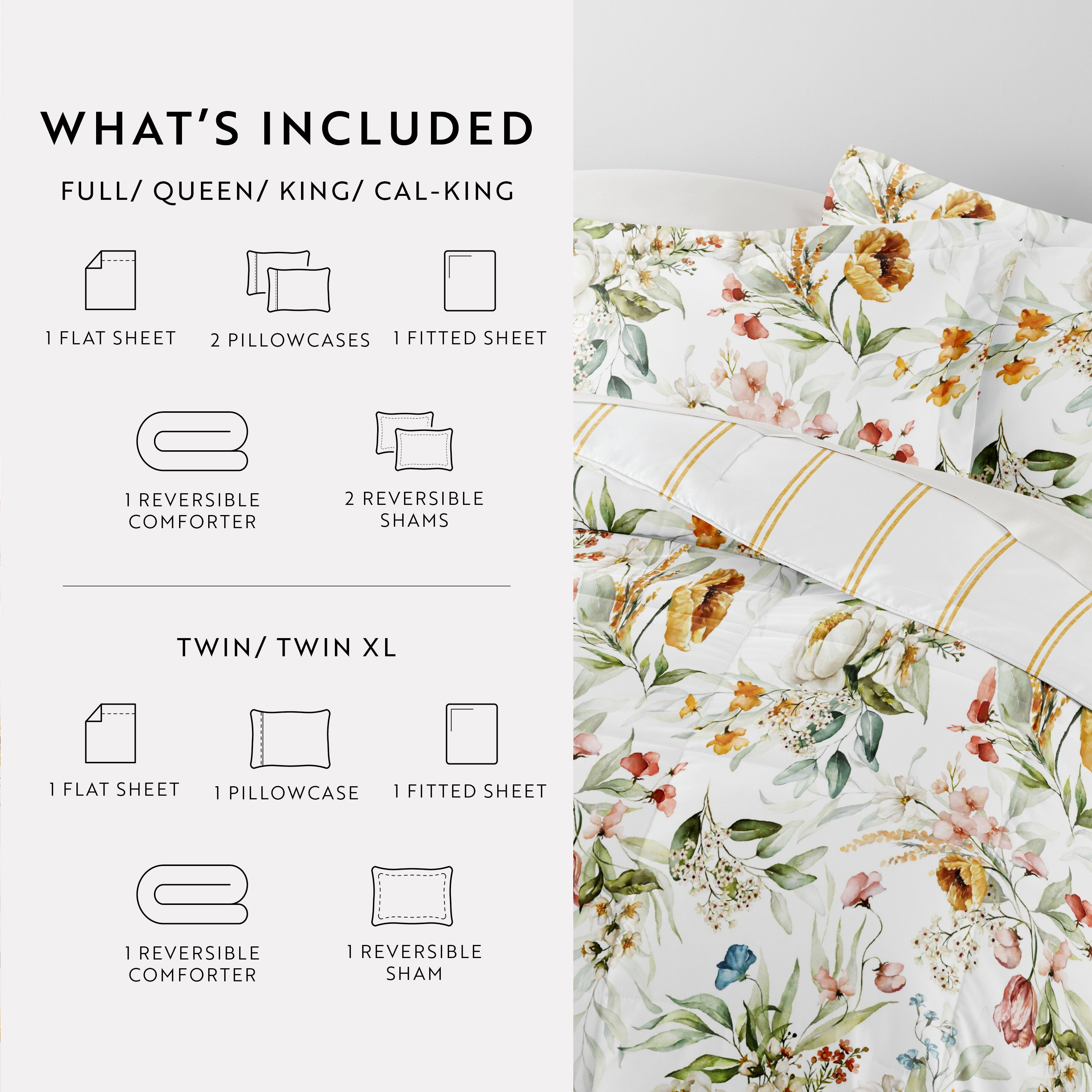 Bedding Bundle-Pattern Comforter Set and Solid Sheet Set