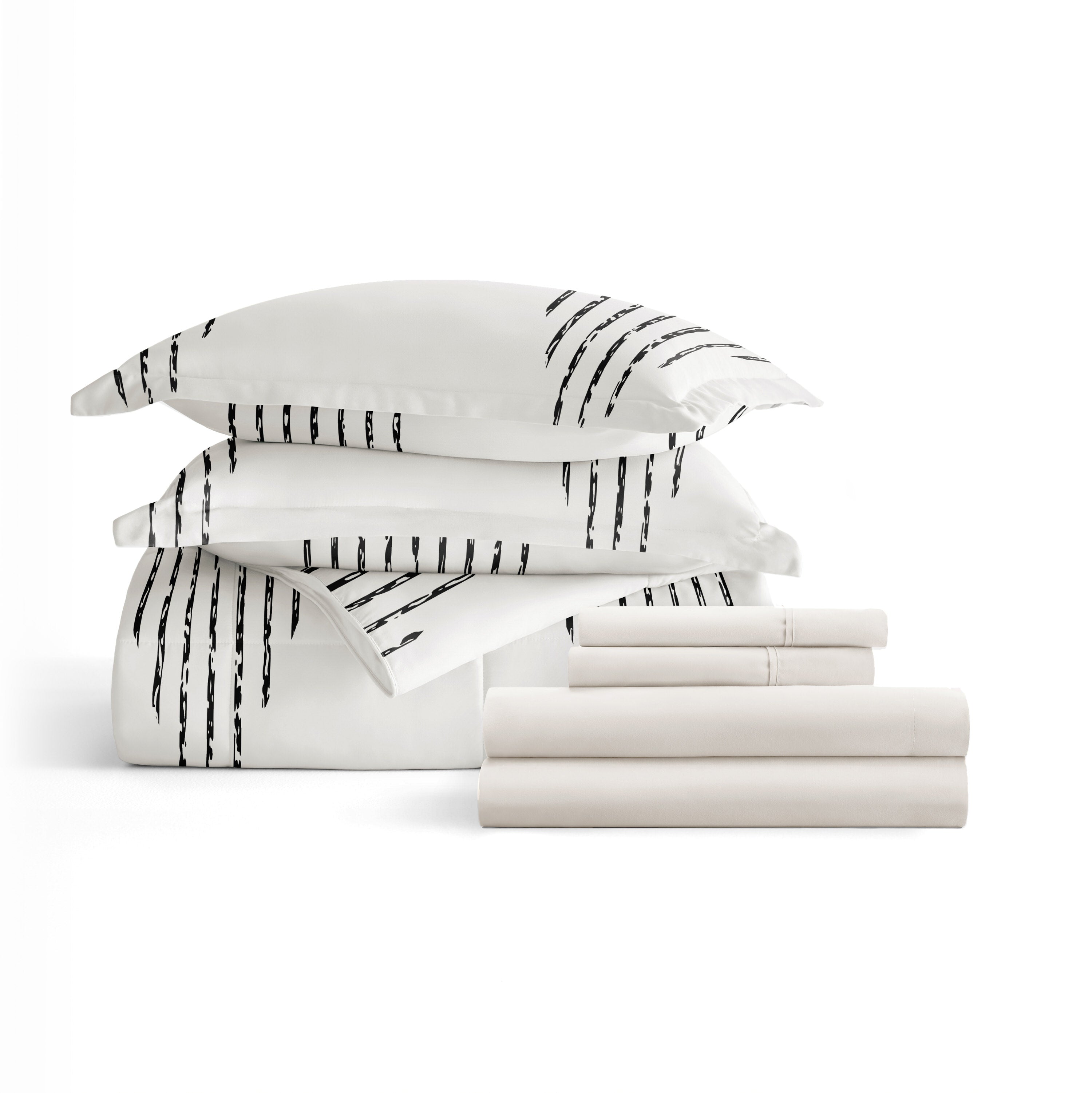 Bedding Bundle-Pattern Comforter Set and Solid Sheet Set
