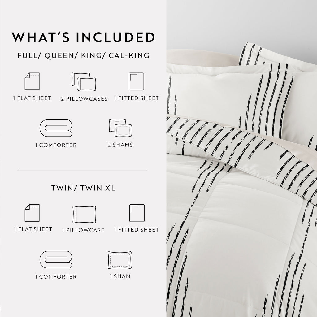 Bedding Bundle-Pattern Comforter Set and Solid Sheet Set