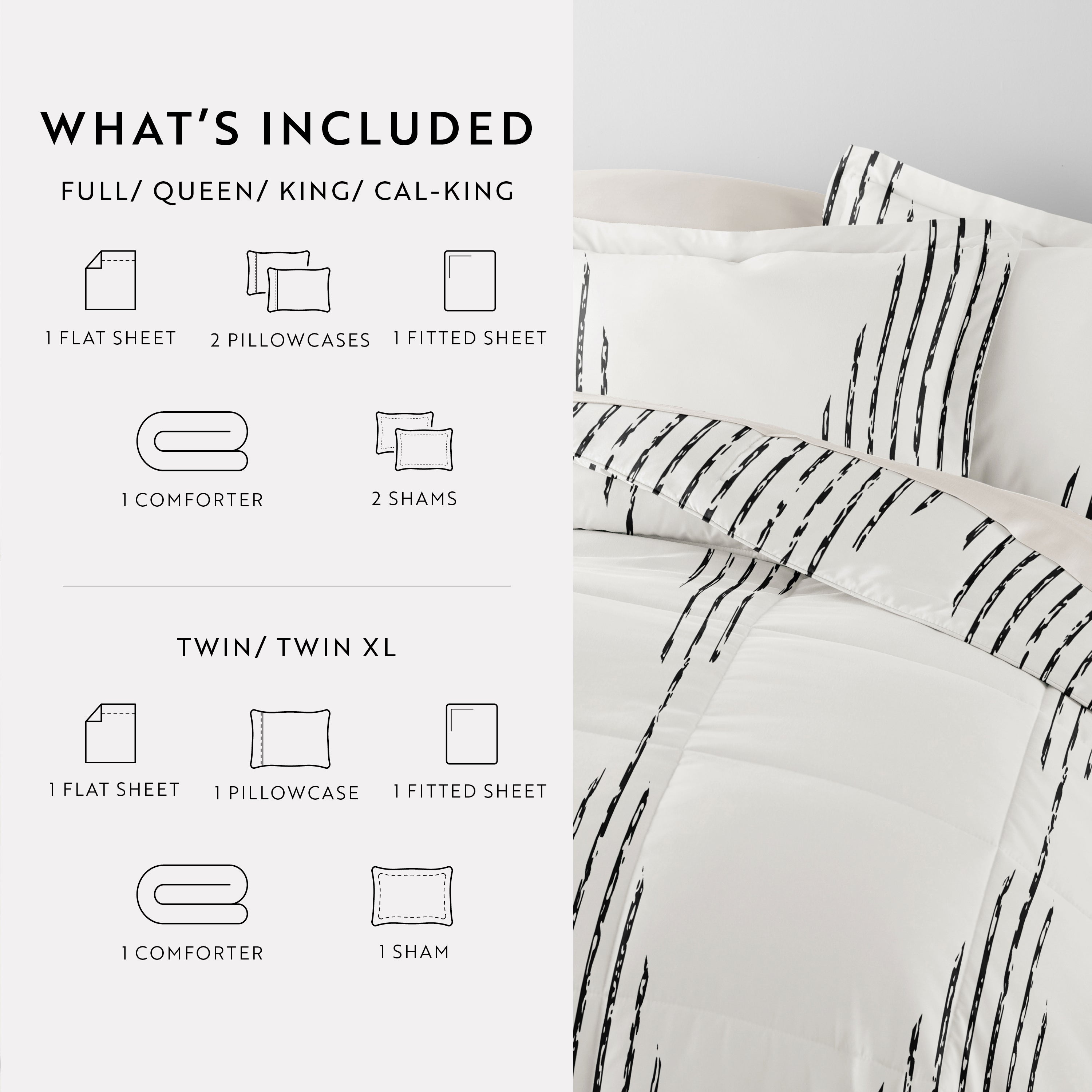 Bedding Bundle-Pattern Comforter Set and Solid Sheet Set