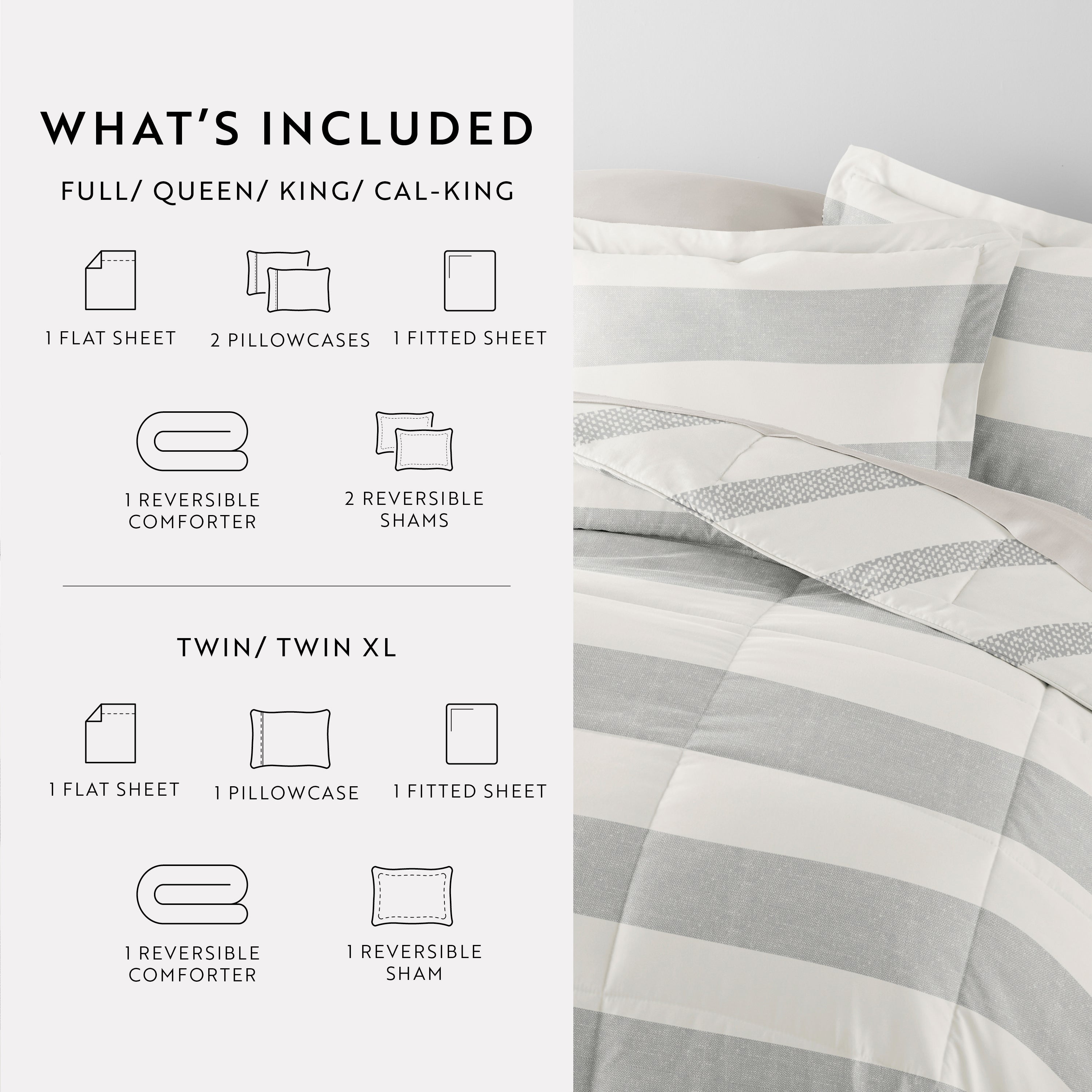 Bedding Bundle-Pattern Comforter Set and Solid Sheet Set
