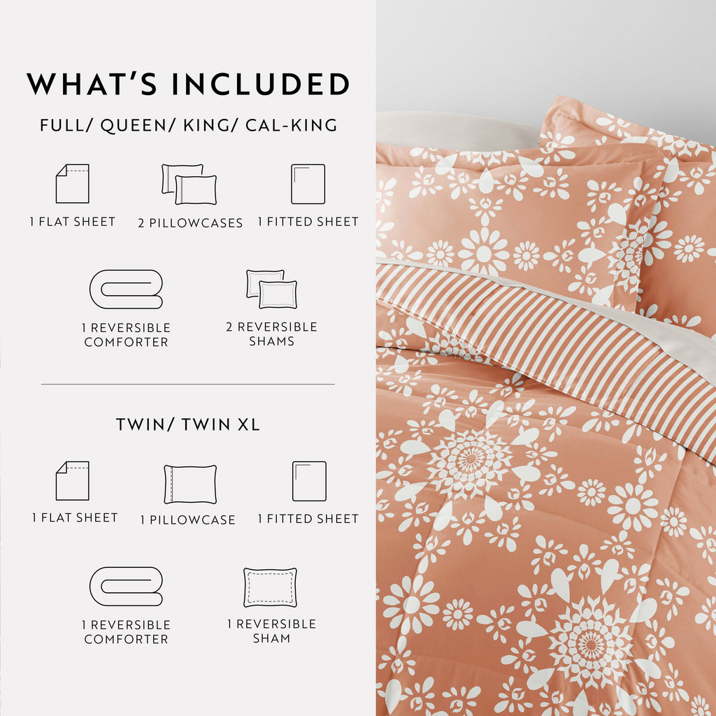 Bedding Bundle-Pattern Comforter Set and Solid Sheet Set