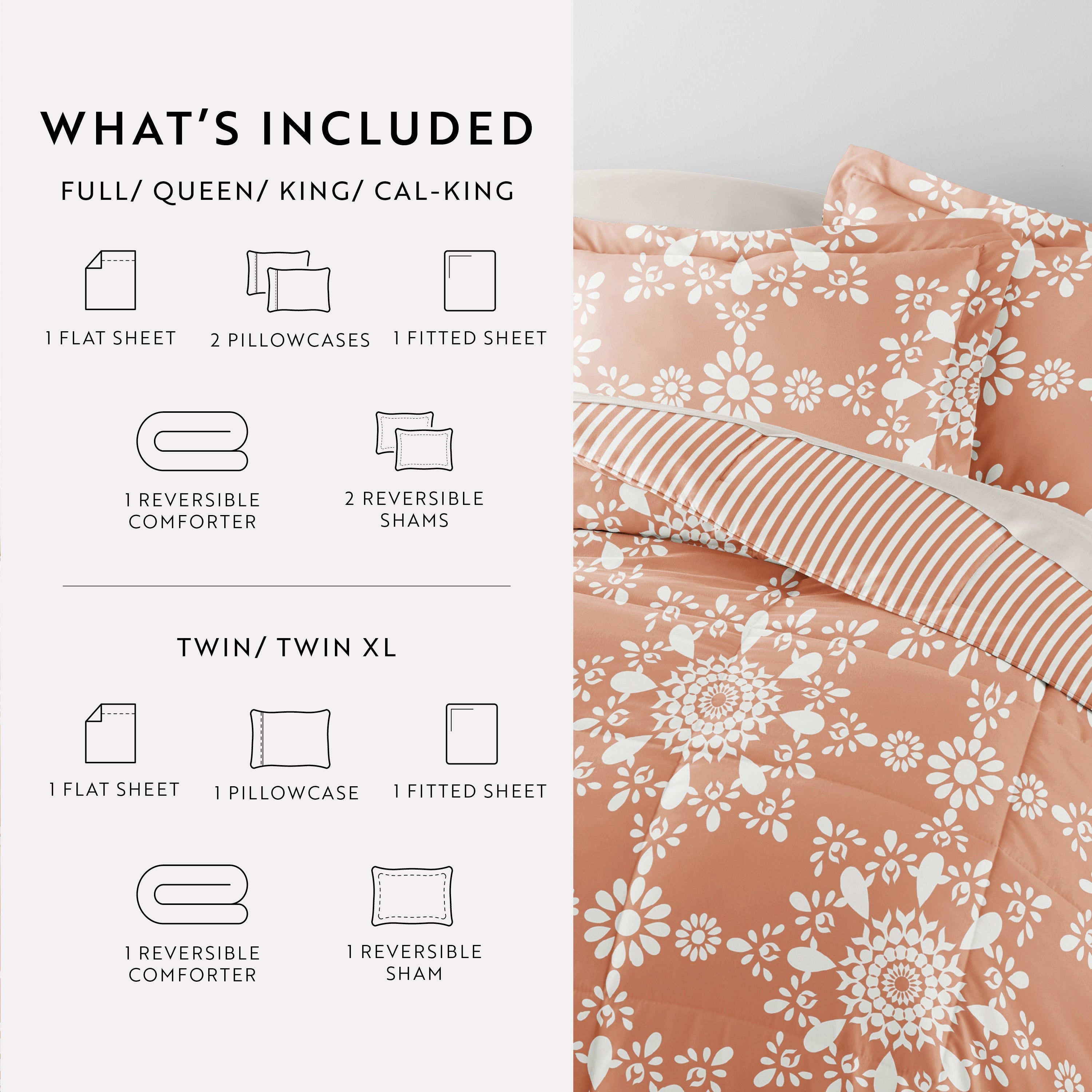 Bedding Bundle-Pattern Comforter Set and Solid Sheet Set