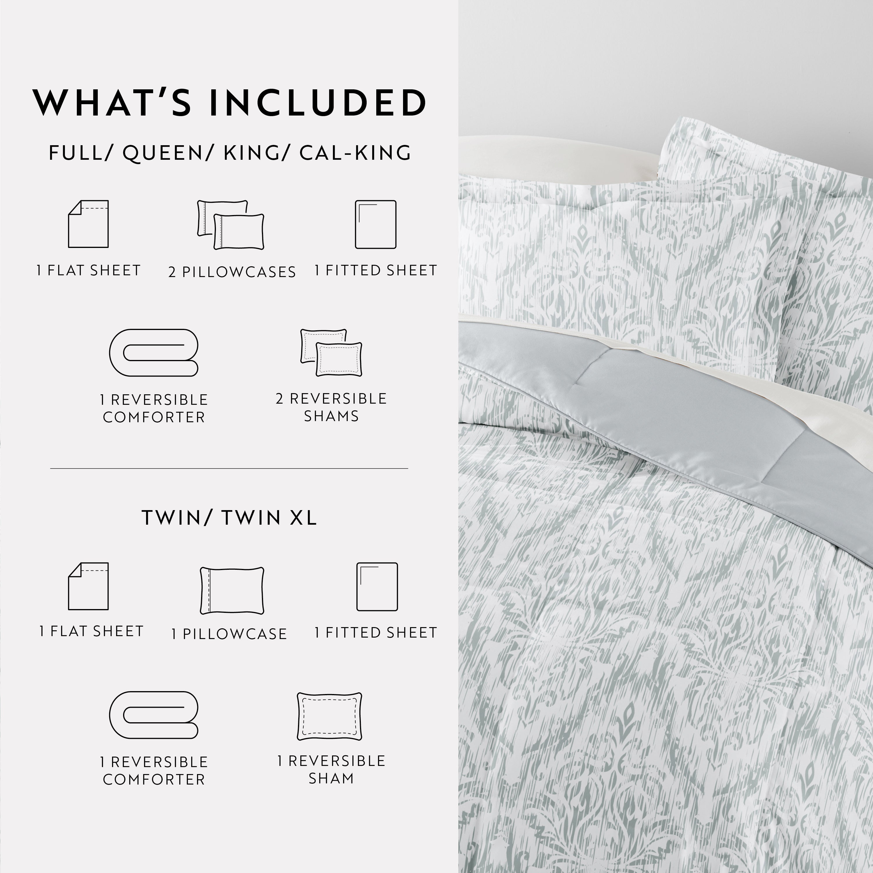 Bedding Bundle-Pattern Comforter Set and Solid Sheet Set