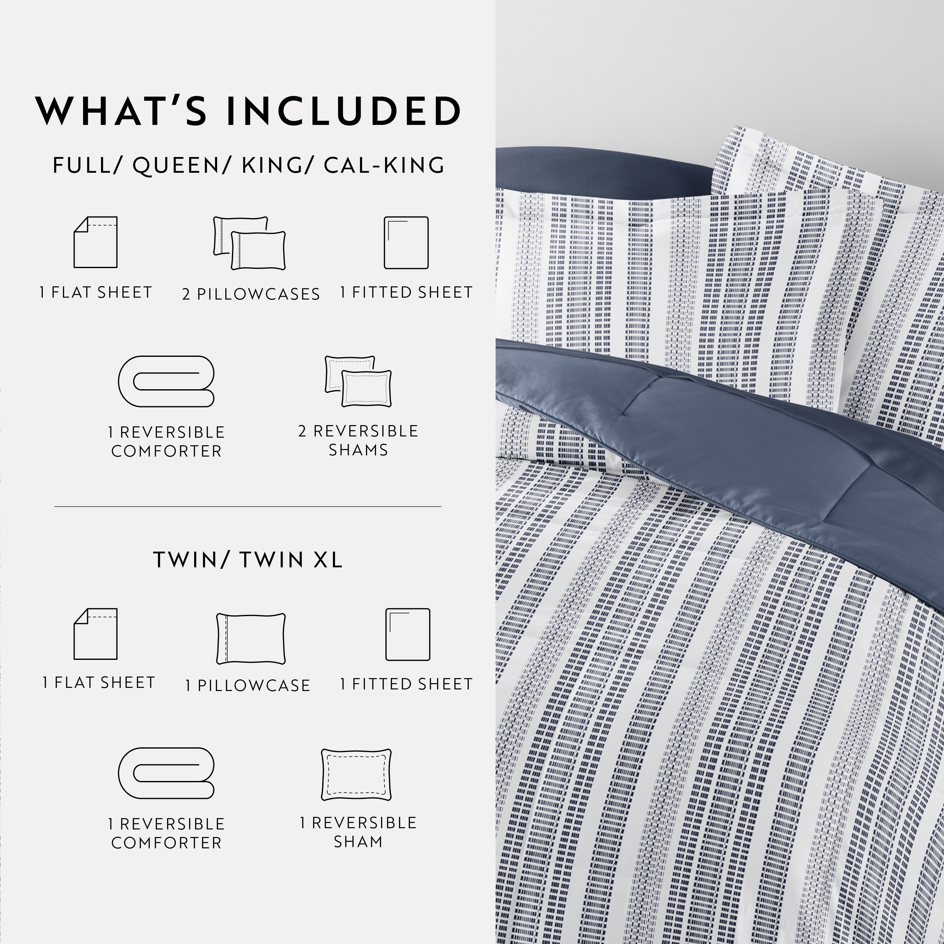 Bedding Bundle-Pattern Comforter Set and Solid Sheet Set