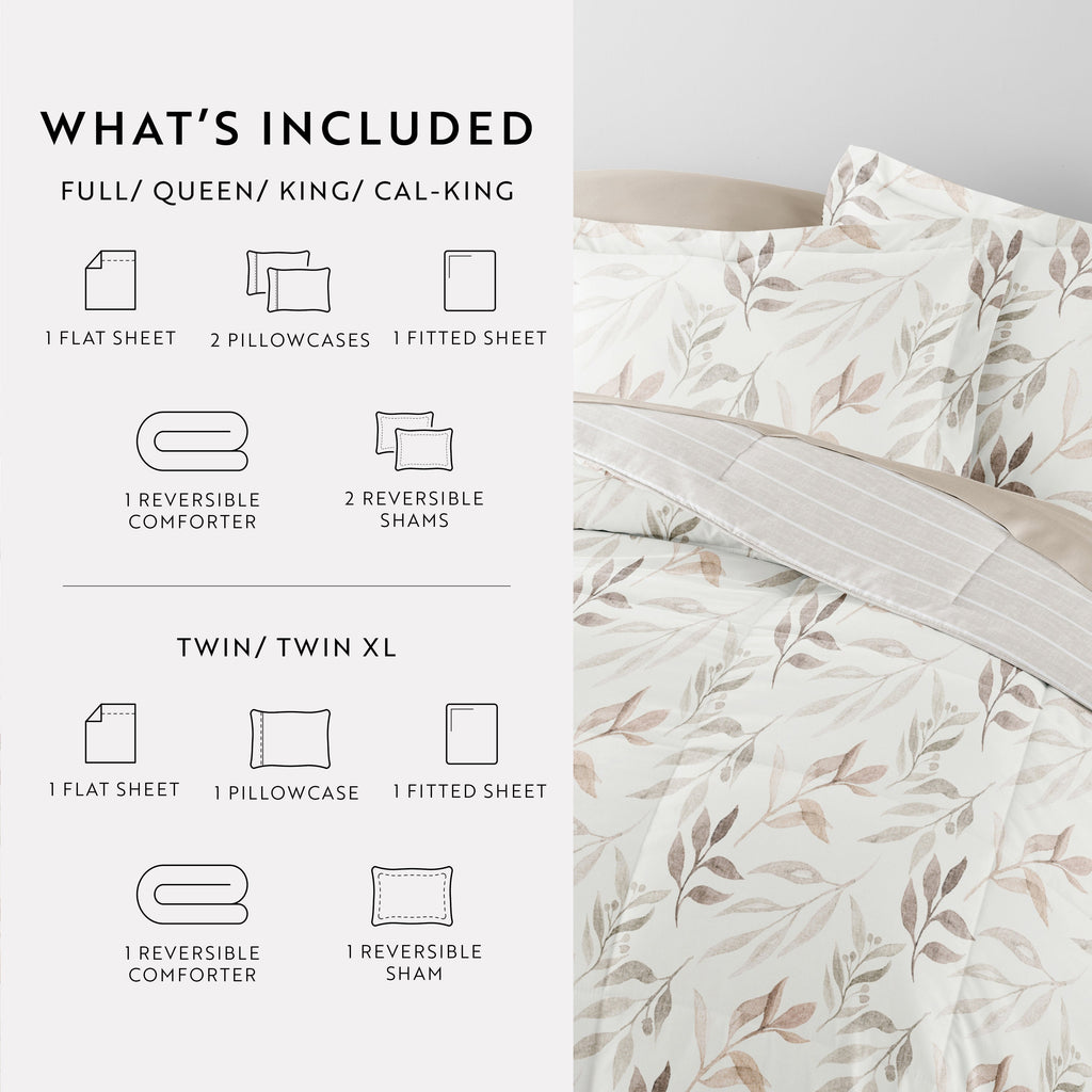 Bedding Bundle-Pattern Comforter Set and Solid Sheet Set