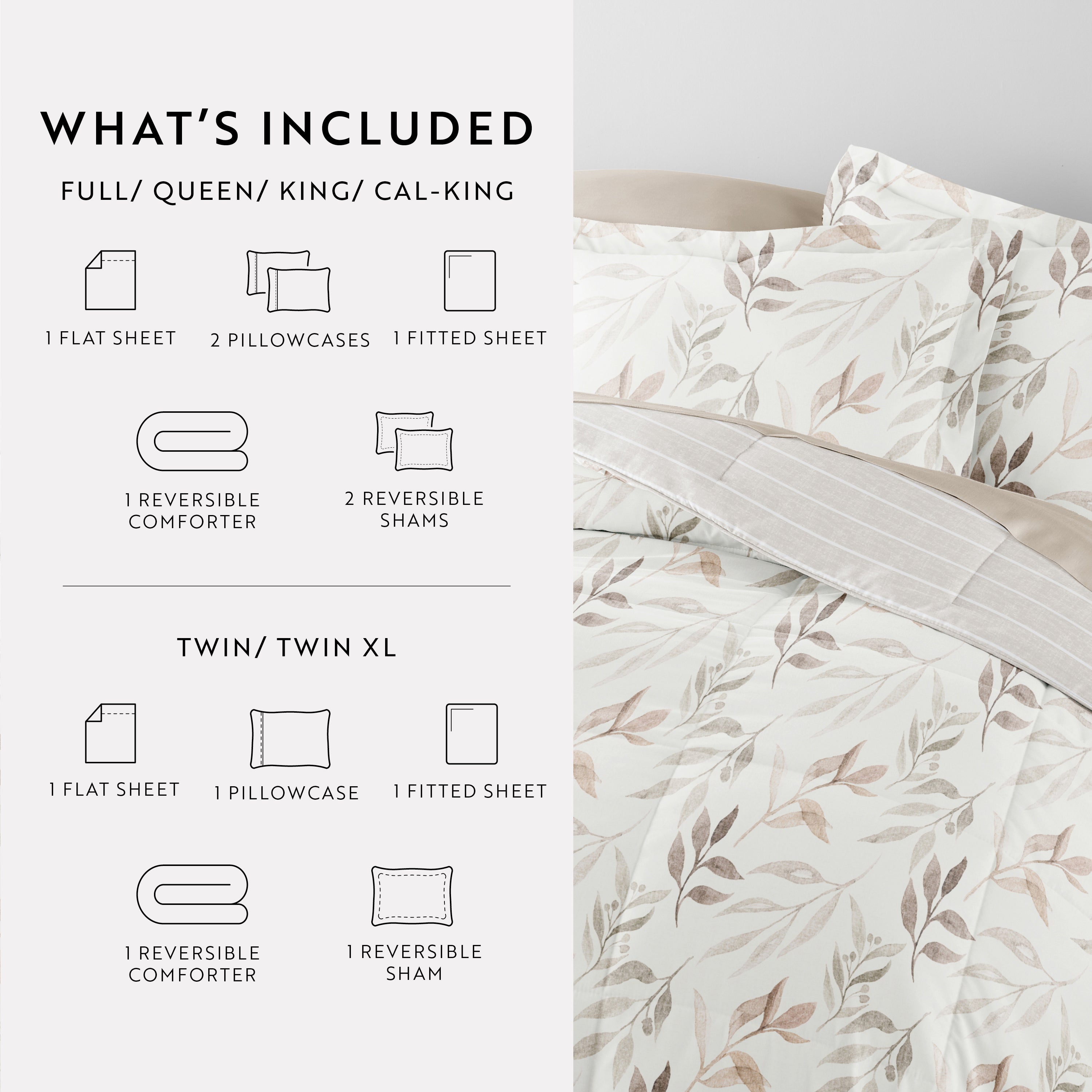 Bedding Bundle-Pattern Comforter Set and Solid Sheet Set