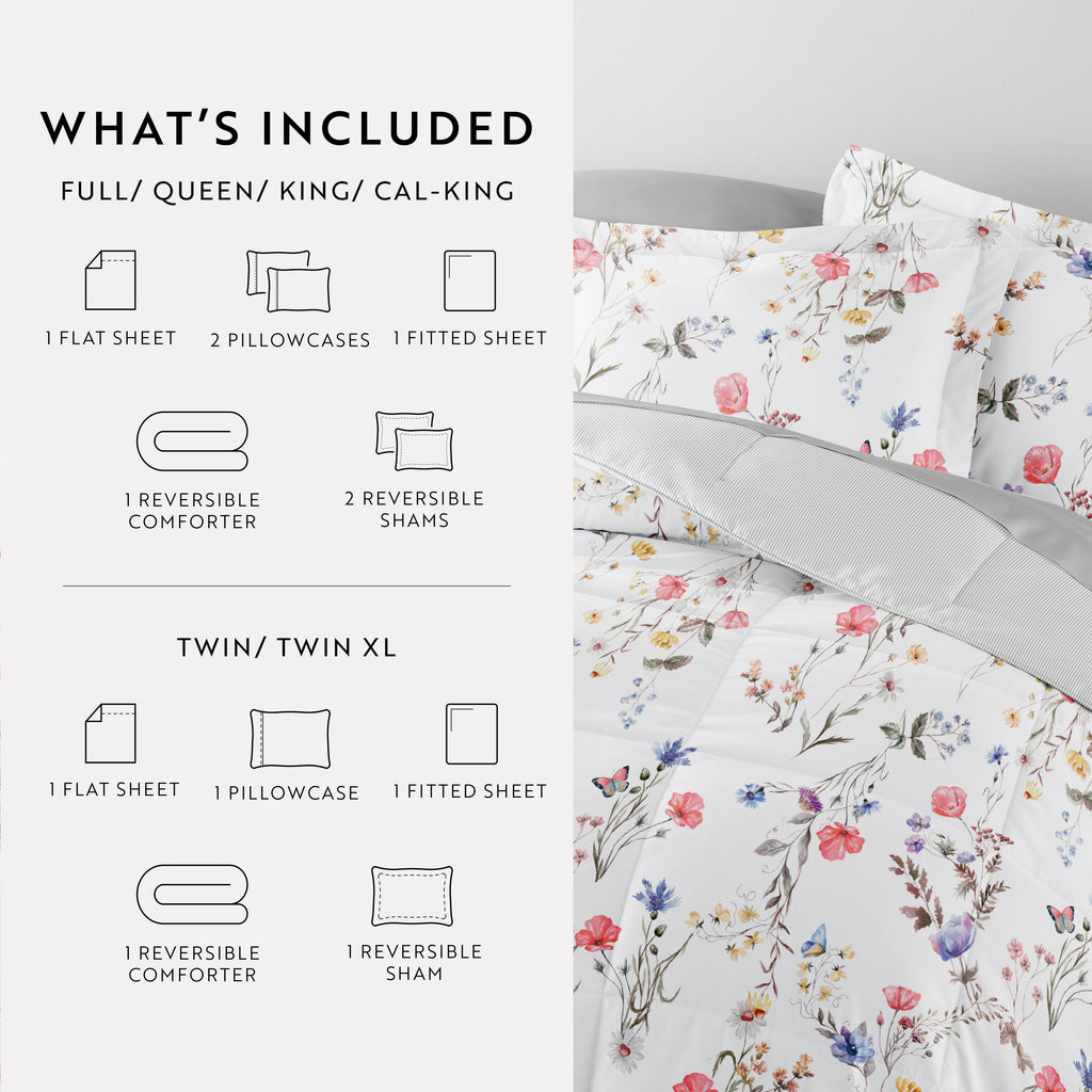 Bedding Bundle-Pattern Comforter Set and Solid Sheet Set
