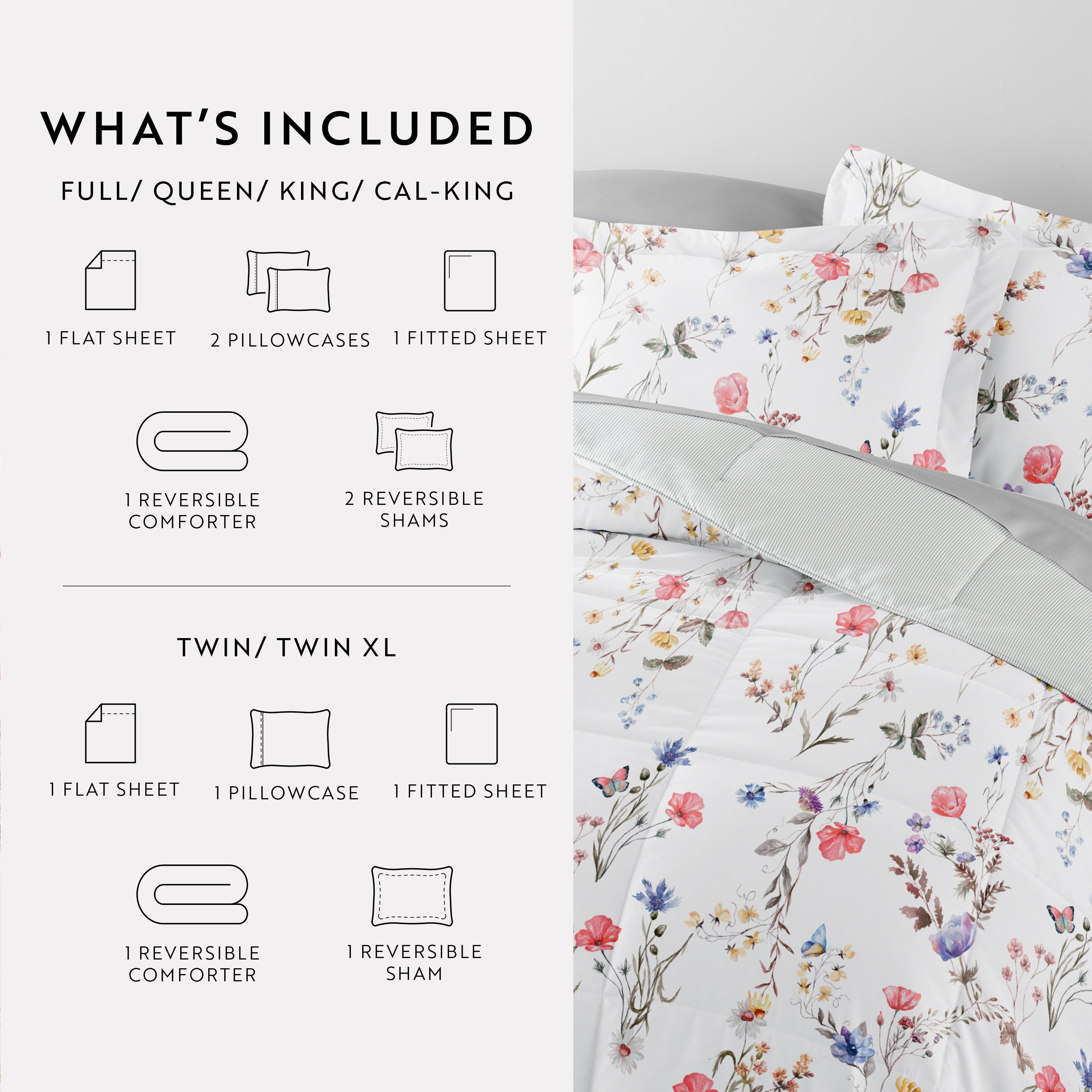 Bedding Bundle-Pattern Comforter Set and Solid Sheet Set