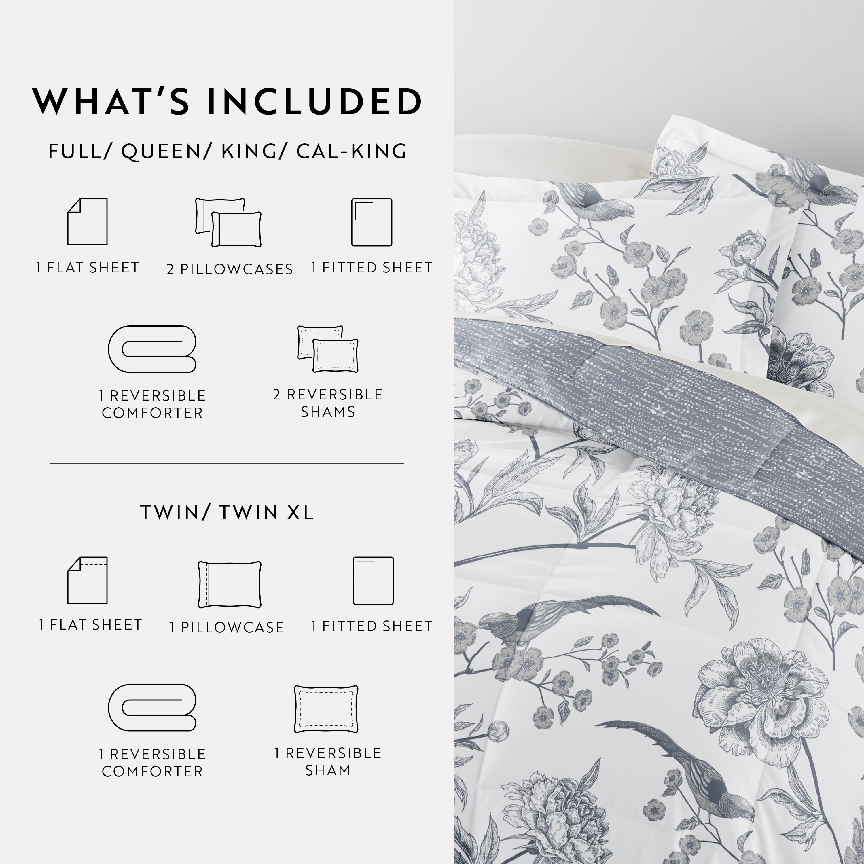 Bedding Bundle-Pattern Comforter Set and Solid Sheet Set