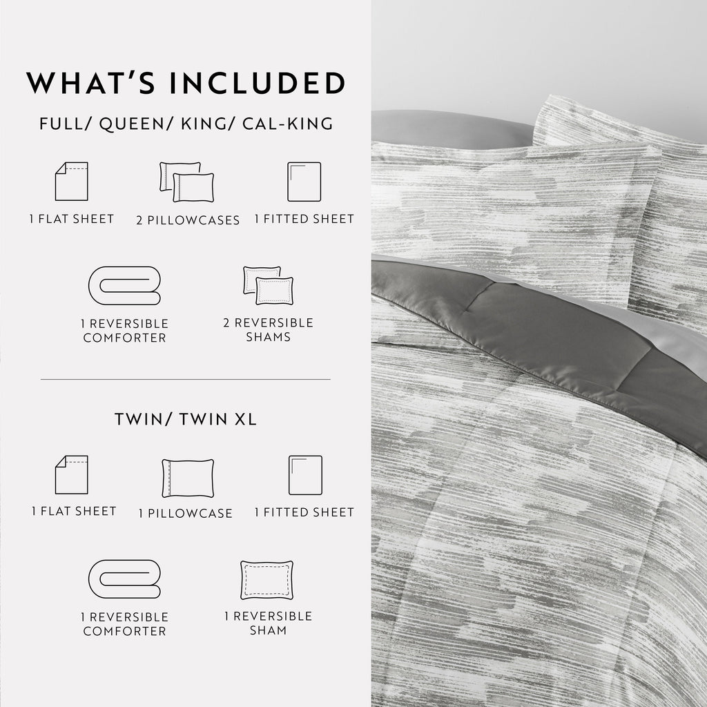 Bedding Bundle-Pattern Comforter Set and Solid Sheet Set
