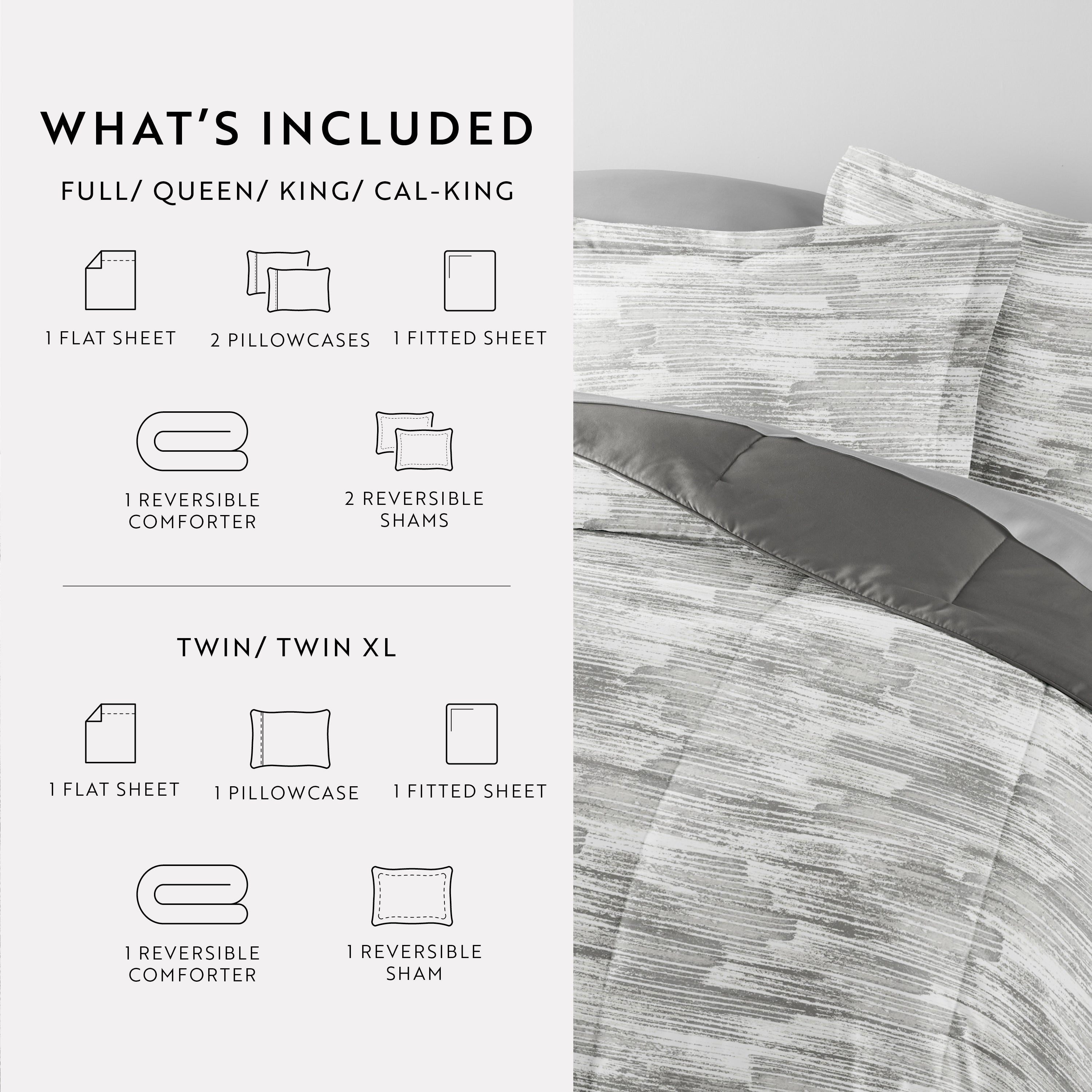 Bedding Bundle-Pattern Comforter Set and Solid Sheet Set
