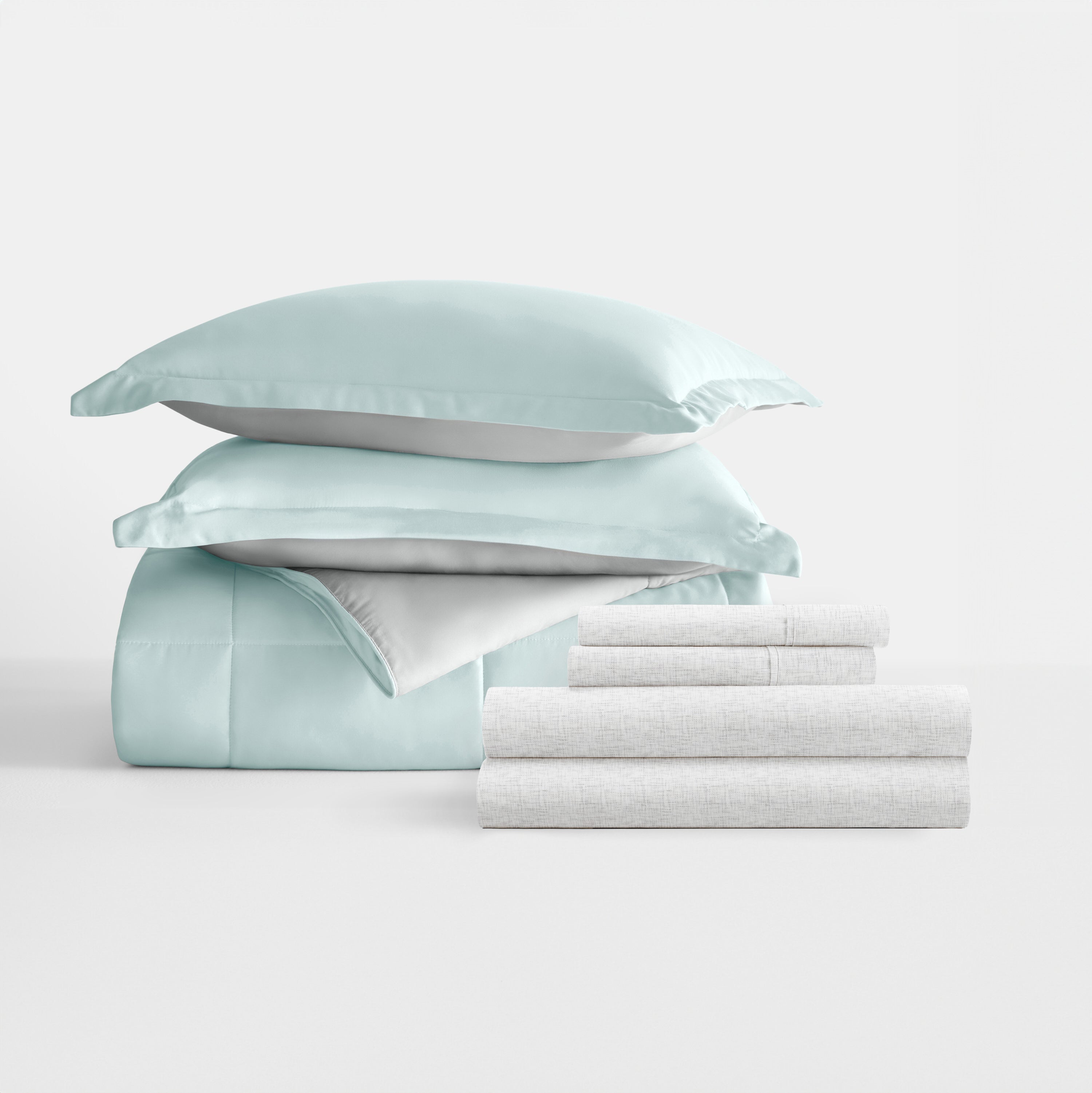 Bedding Bundle- Solid Colors Comforter Set and Pattern Sheet Set
