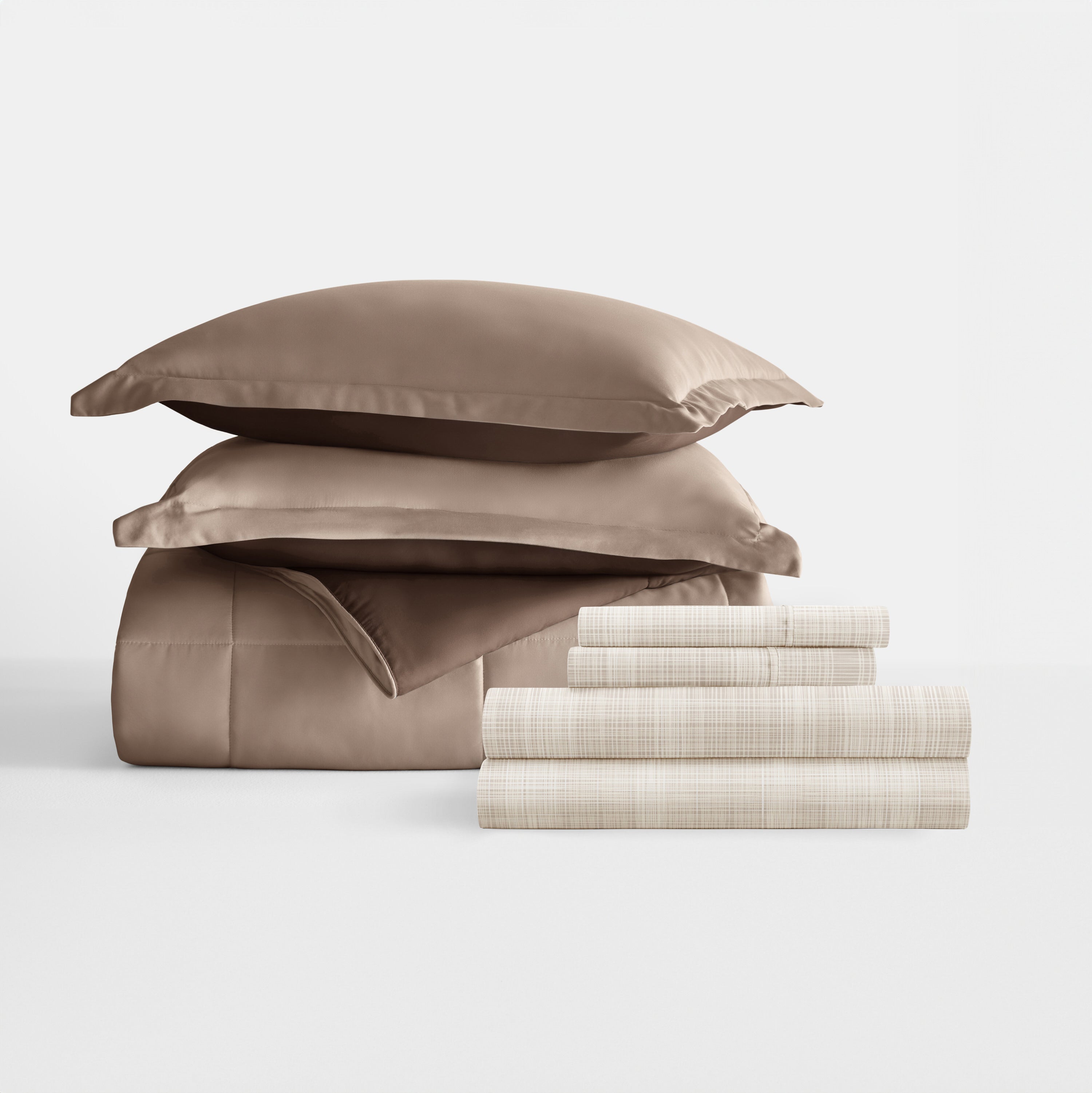Bedding Bundle- Solid Colors Comforter Set and Pattern Sheet Set