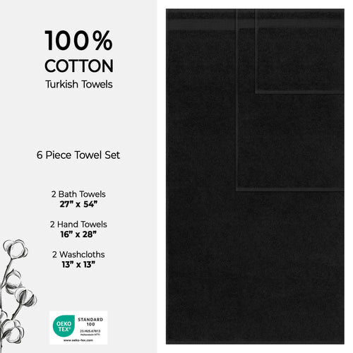 Turkish Towel 6 Piece Set 100% Cotton