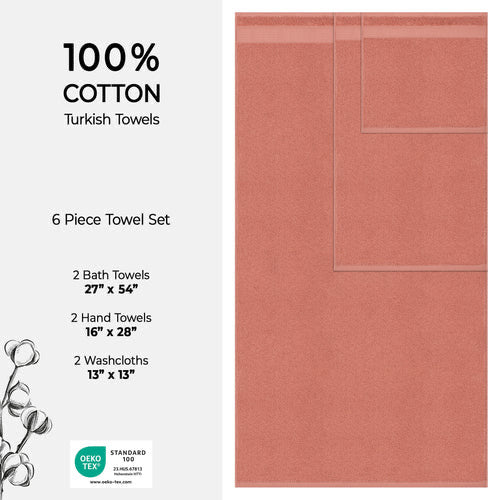 Turkish Towel 6 Piece Set 100% Cotton