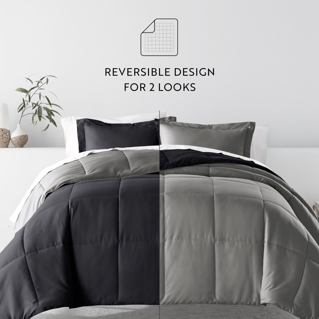 Bedding Bundle- Solid Colors Comforter Set and Pattern Sheet Set