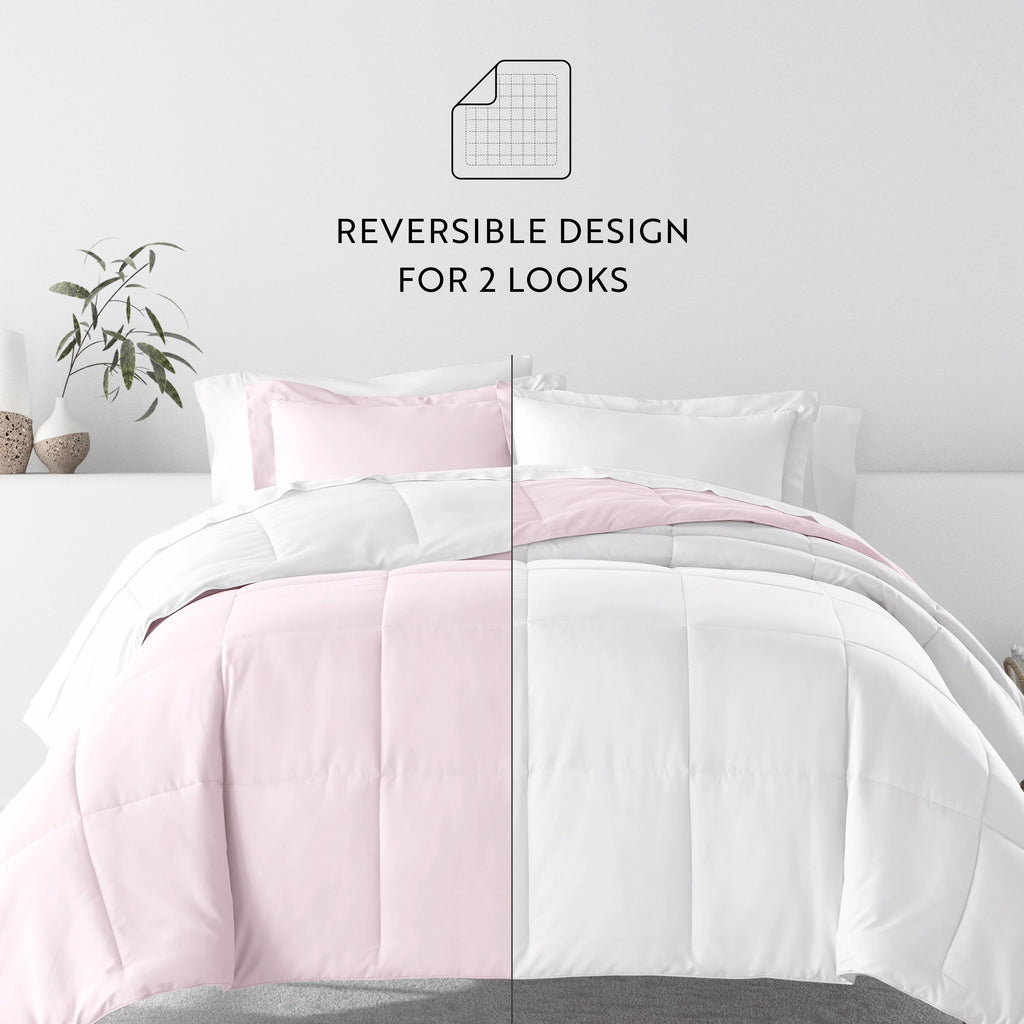 Bedding Bundle- Solid Colors Comforter Set and Pattern Sheet Set