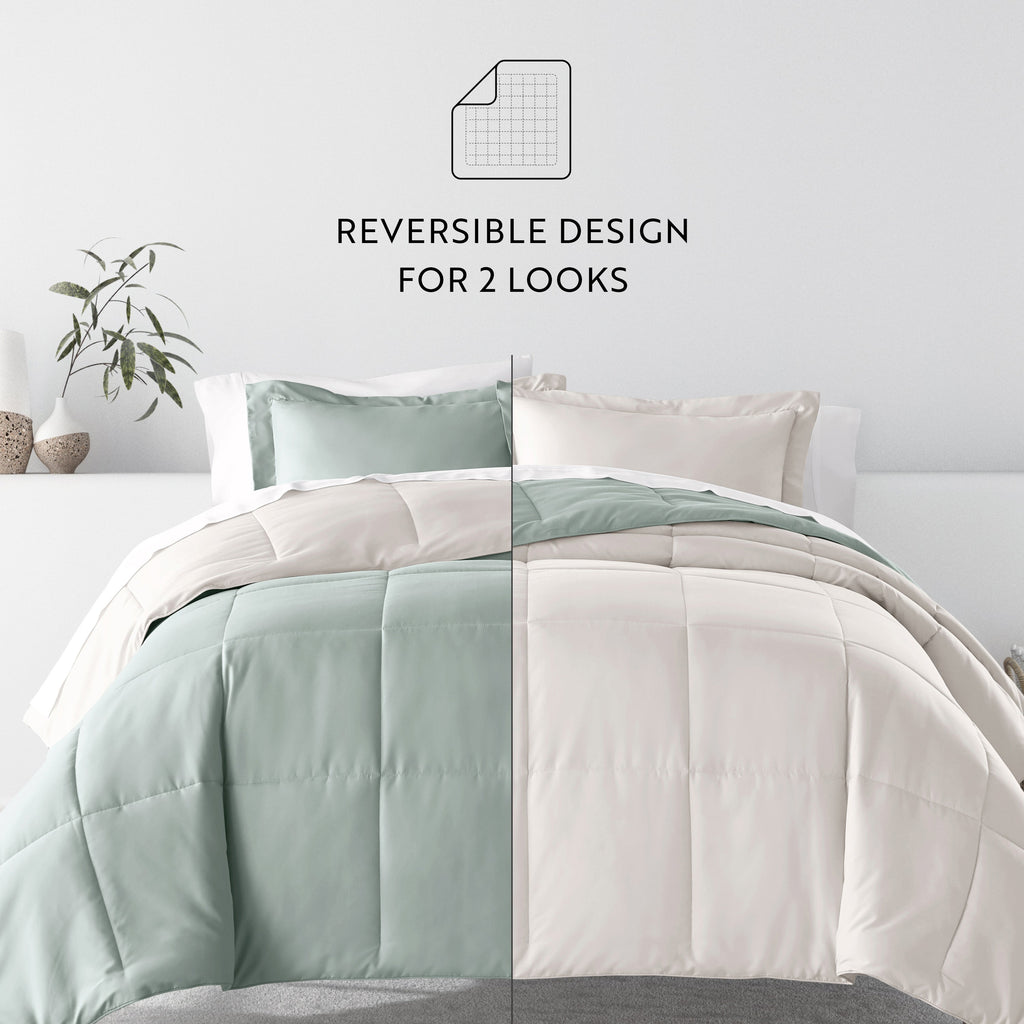 Bedding Bundle- Solid Colors Comforter Set and Pattern Sheet Set