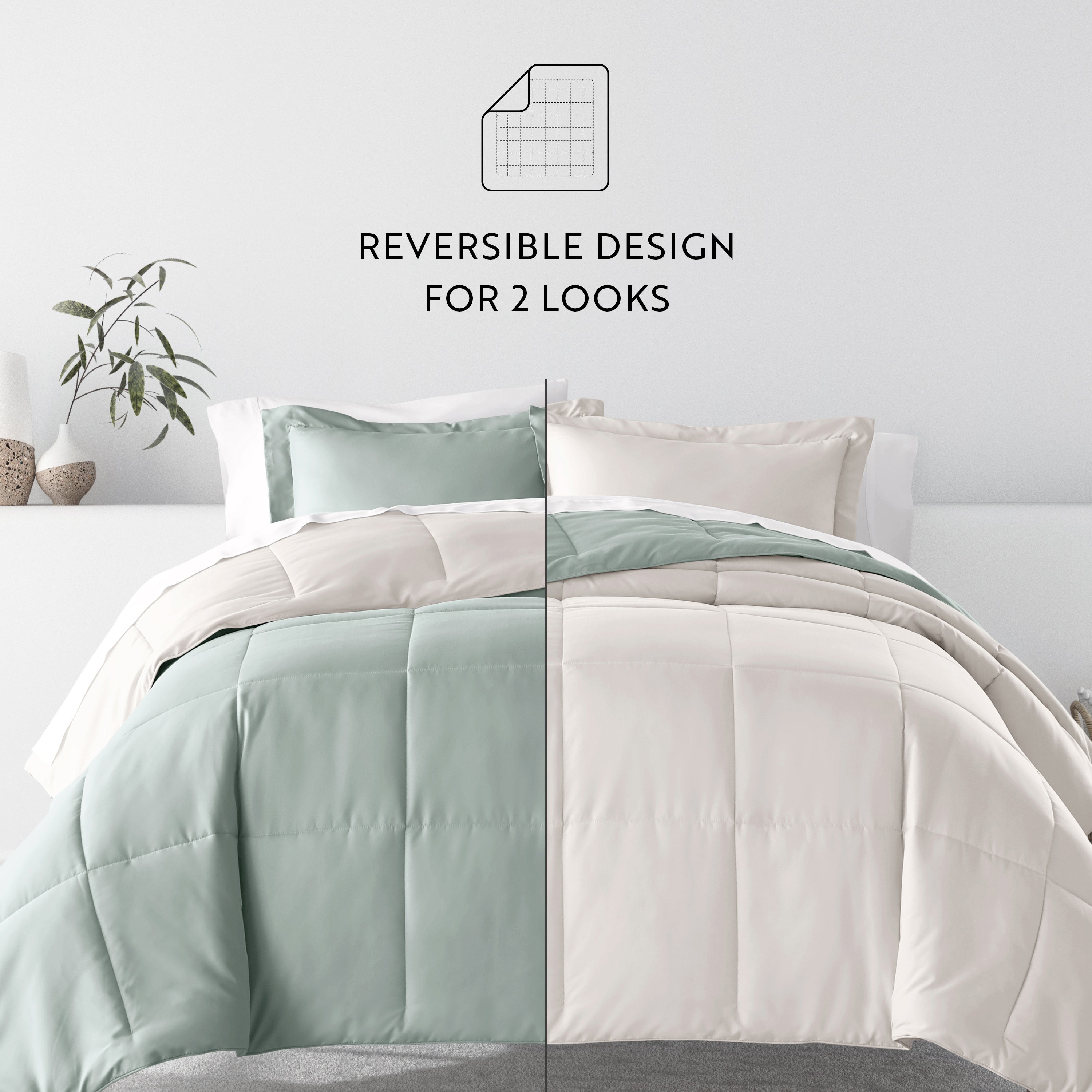 Bedding Bundle- Solid Colors Comforter Set and Pattern Sheet Set