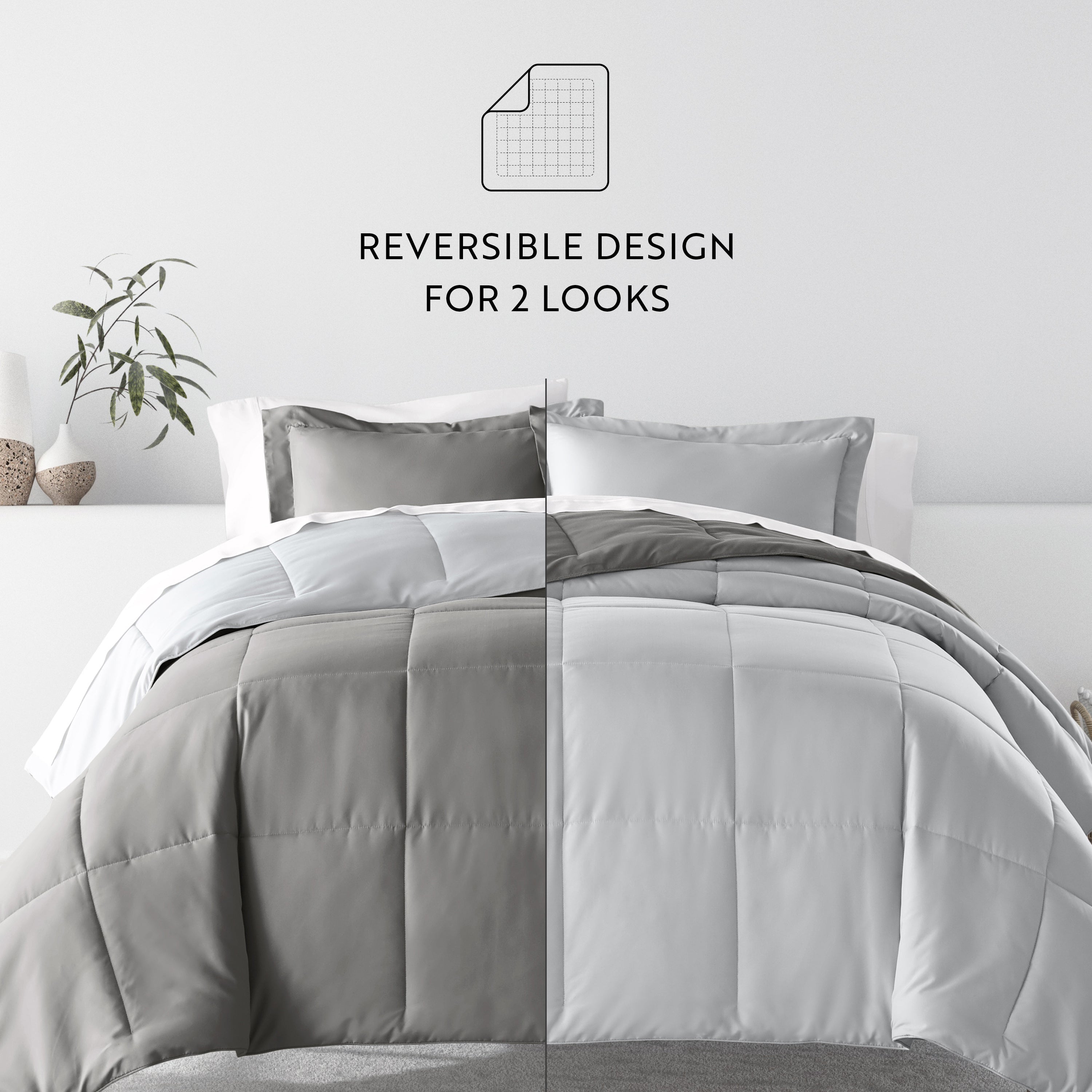 Bedding Bundle- Solid Colors Comforter Set and Pattern Sheet Set