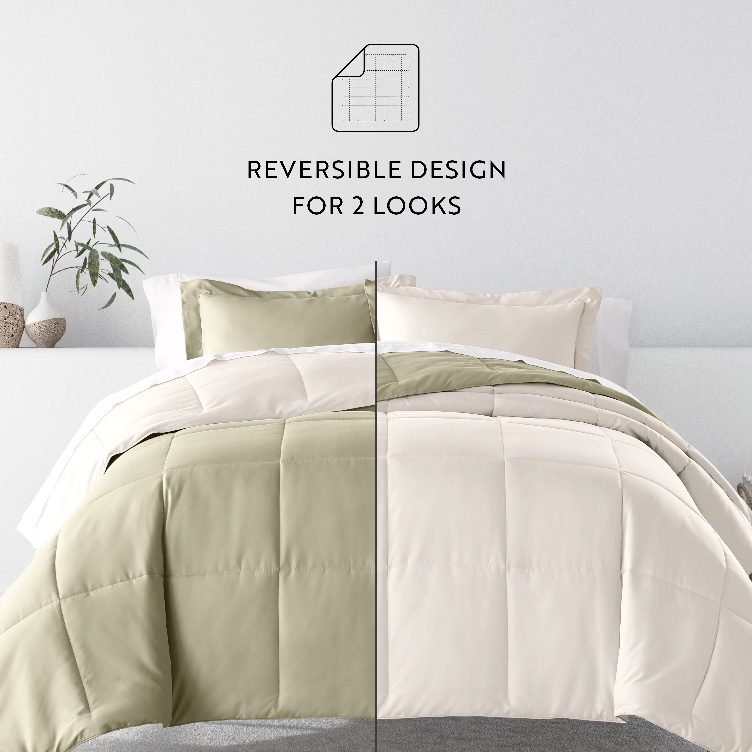 Bedding Bundle- Solid Colors Comforter Set and Pattern Sheet Set
