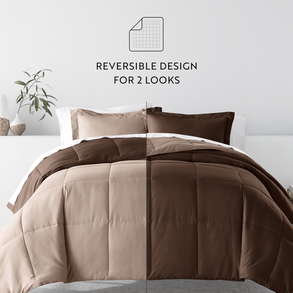 Bedding Bundle- Solid Colors Comforter Set and Pattern Sheet Set