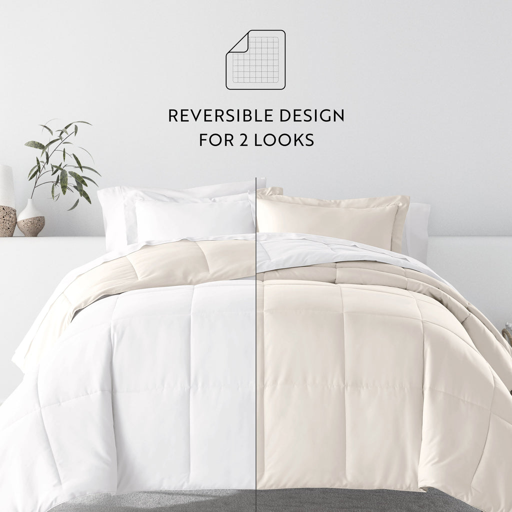 Bedding Bundle- Solid Colors Comforter Set and Pattern Sheet Set