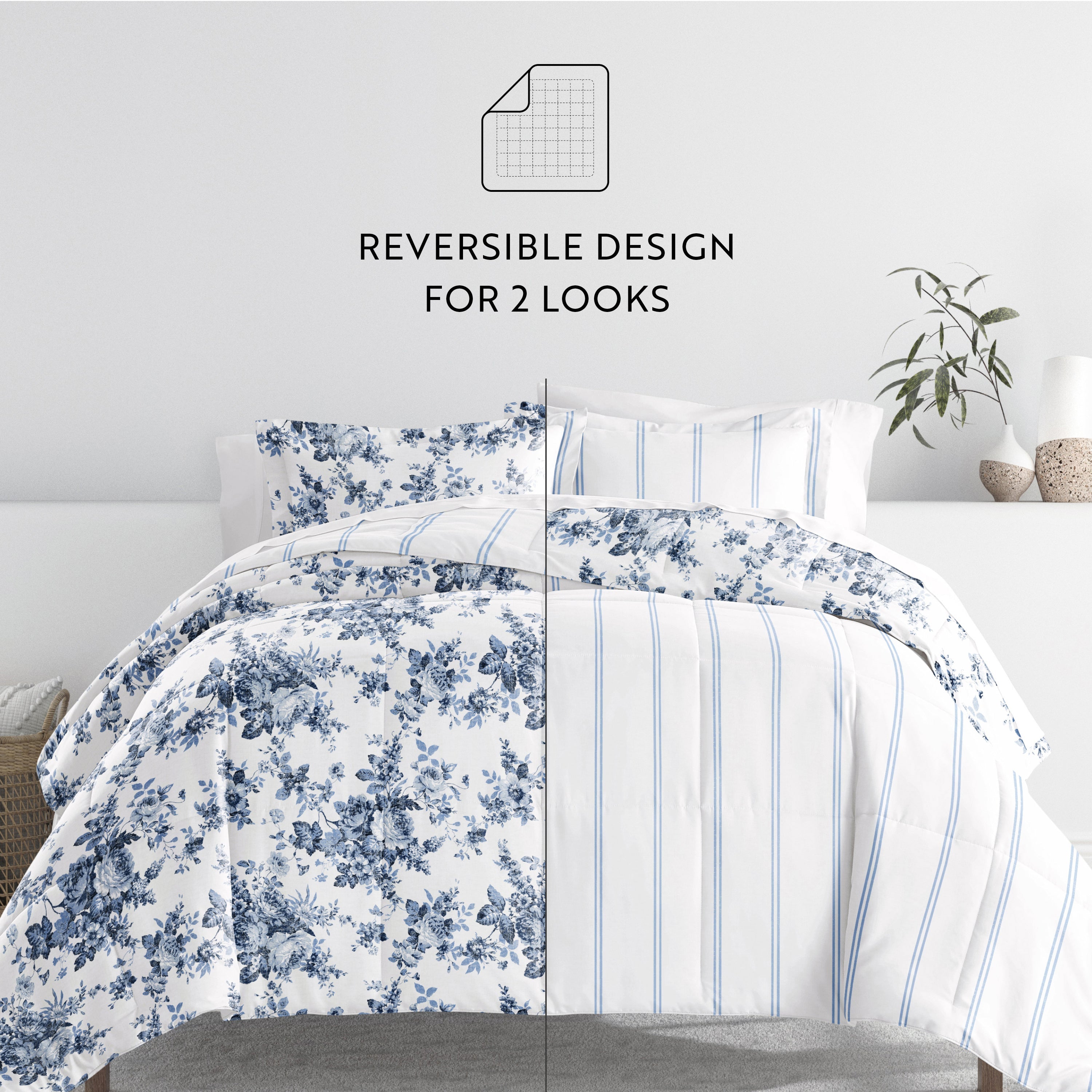 Cabbage Rose Strip Stone with White Sheets
