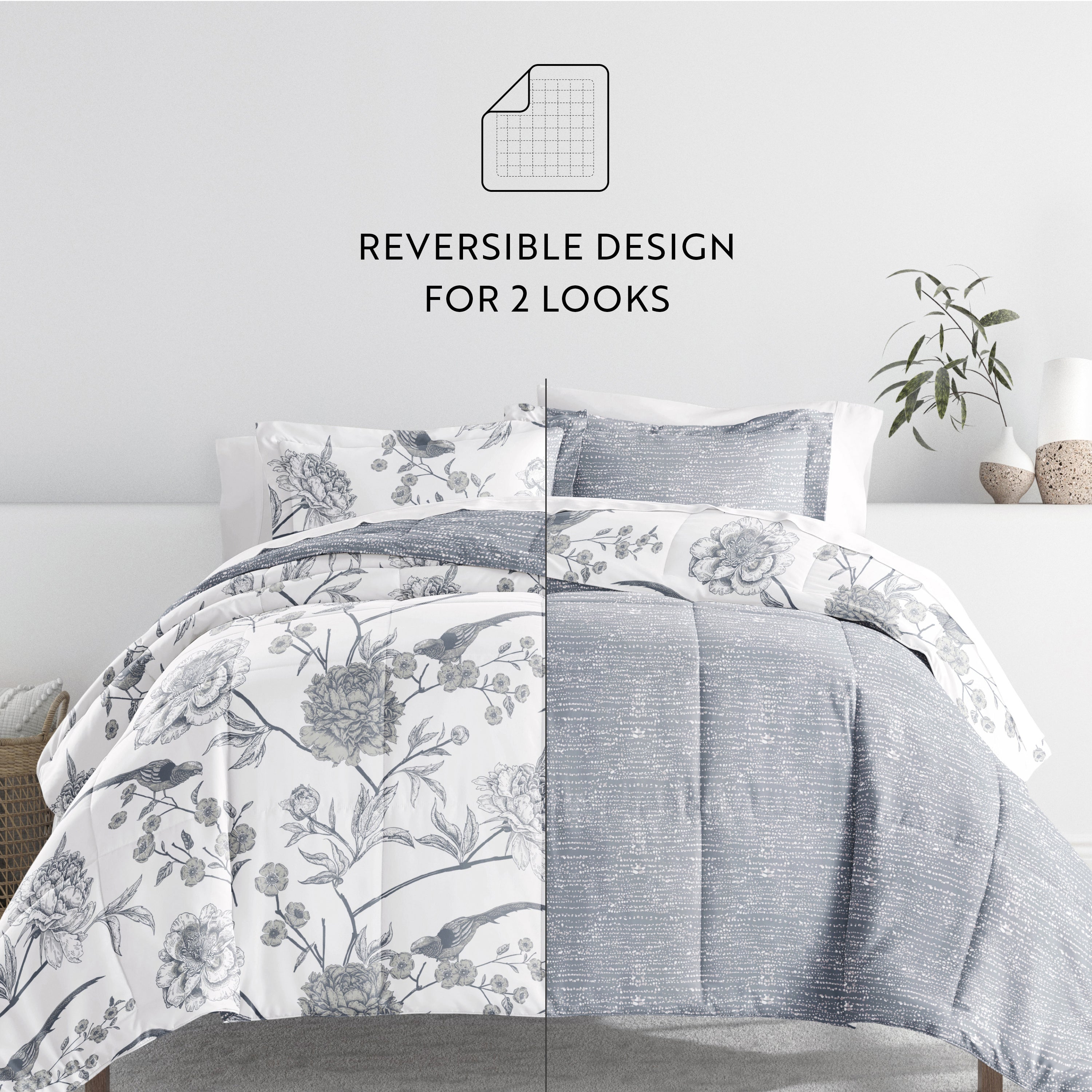 Bedding Bundle-Pattern Comforter Set and Solid Sheet Set