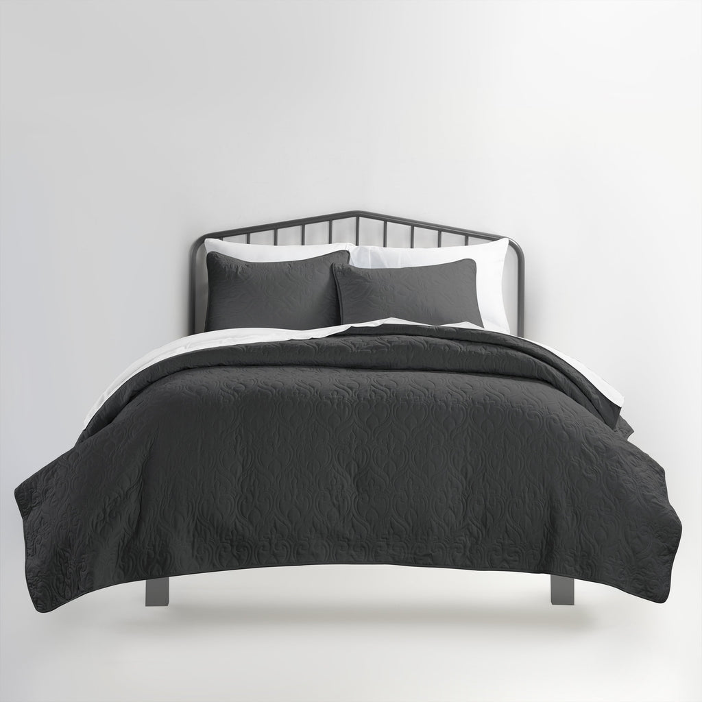 Ultra Soft Damask Pattern Quilt Coverlet 3 Piece Set