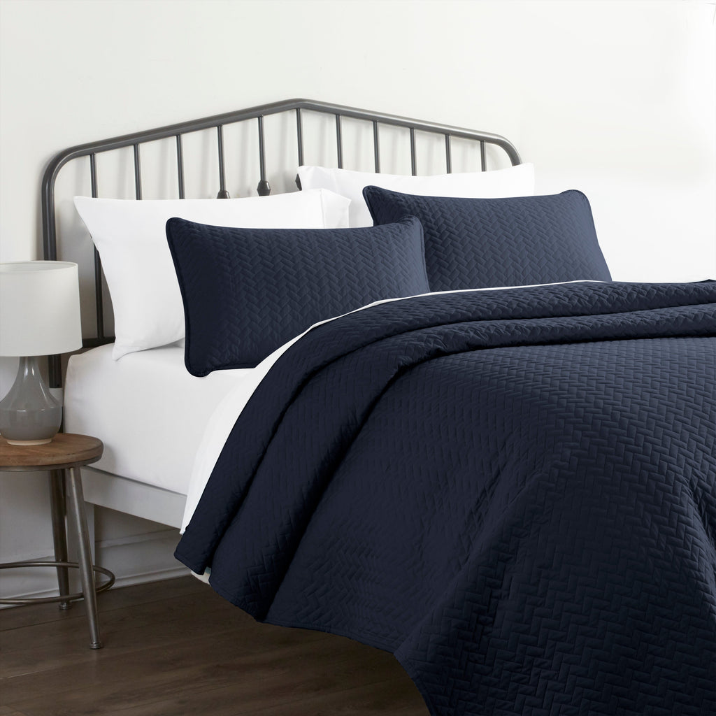 Herringbone Quilted Coverlet Set 3-Piece