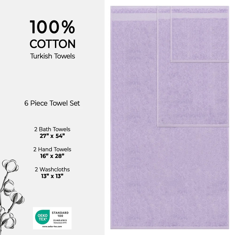 Turkish Towel 6 Piece Set 100% Cotton