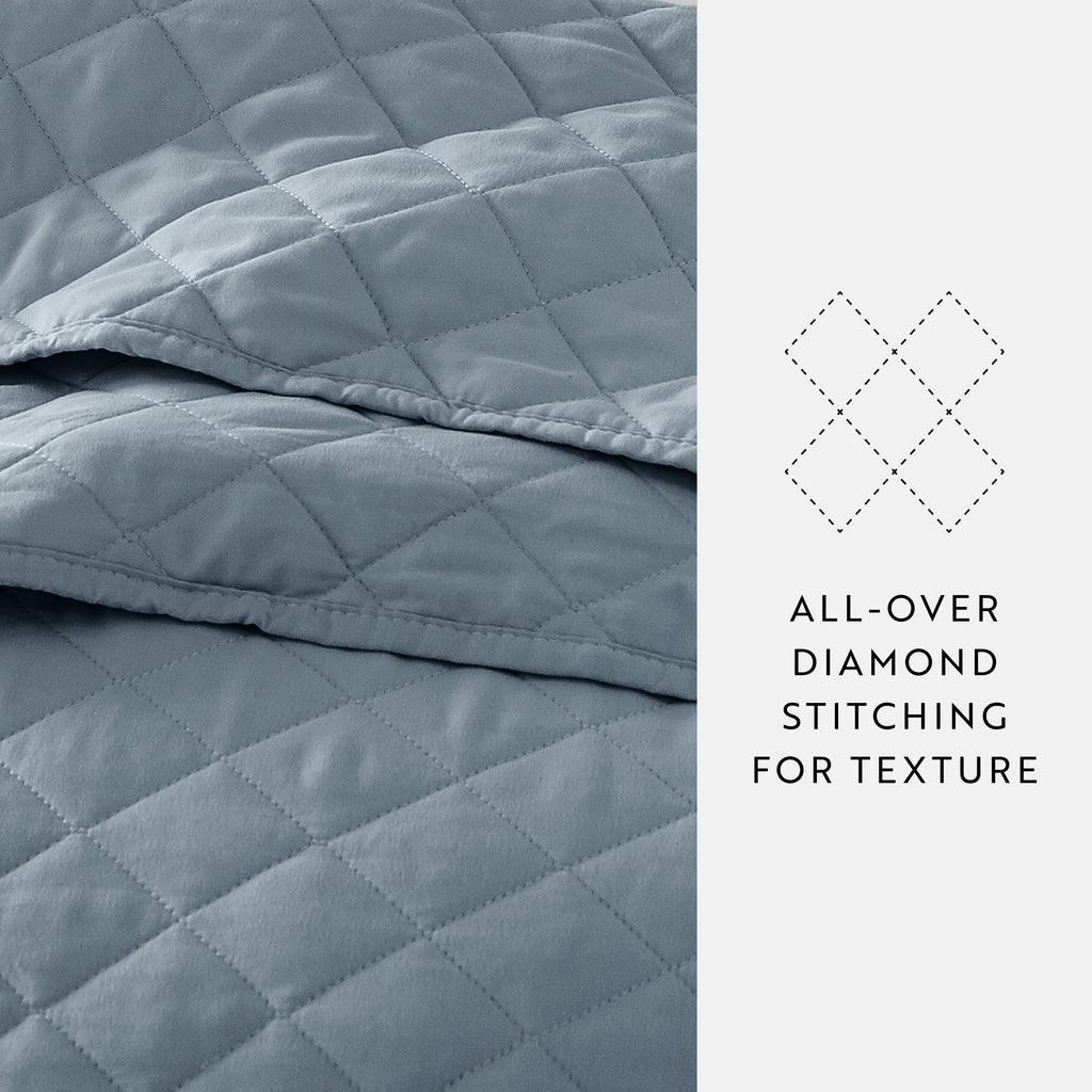 Quilt Coverlet Soft Set Diamond Stitching