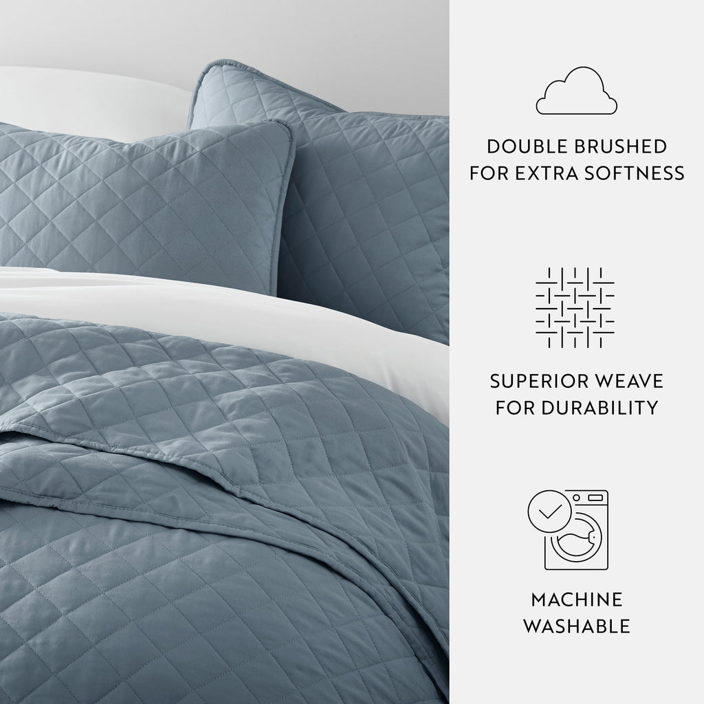 Quilt Coverlet Soft Set Diamond Stitching