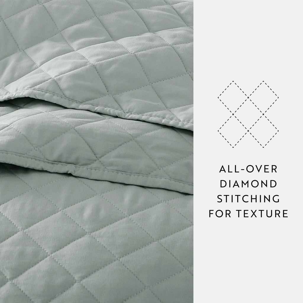 Quilt Coverlet Soft Set Diamond Stitching