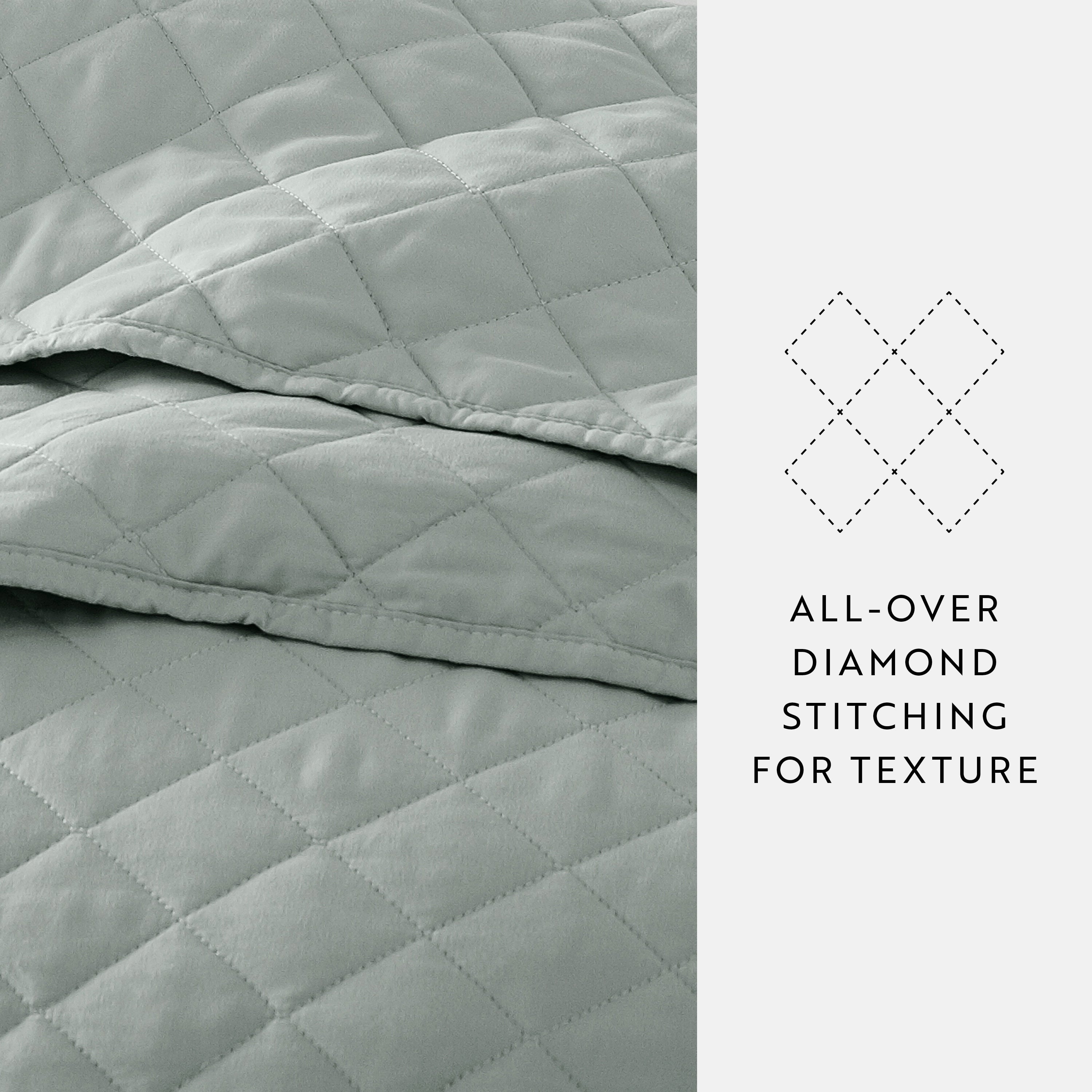 Quilt Coverlet Soft Set Diamond Stitching