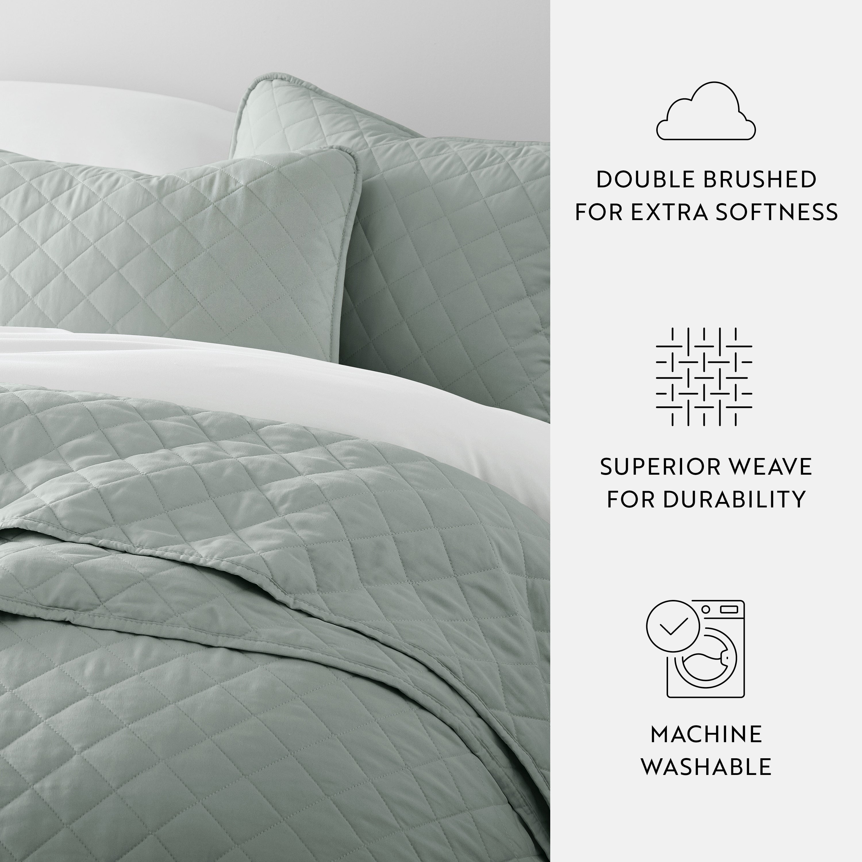 Quilt Coverlet Soft Set Diamond Stitching