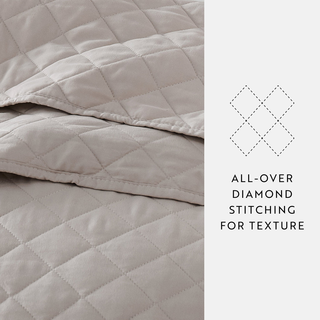 Quilt Coverlet Soft Set Diamond Stitching