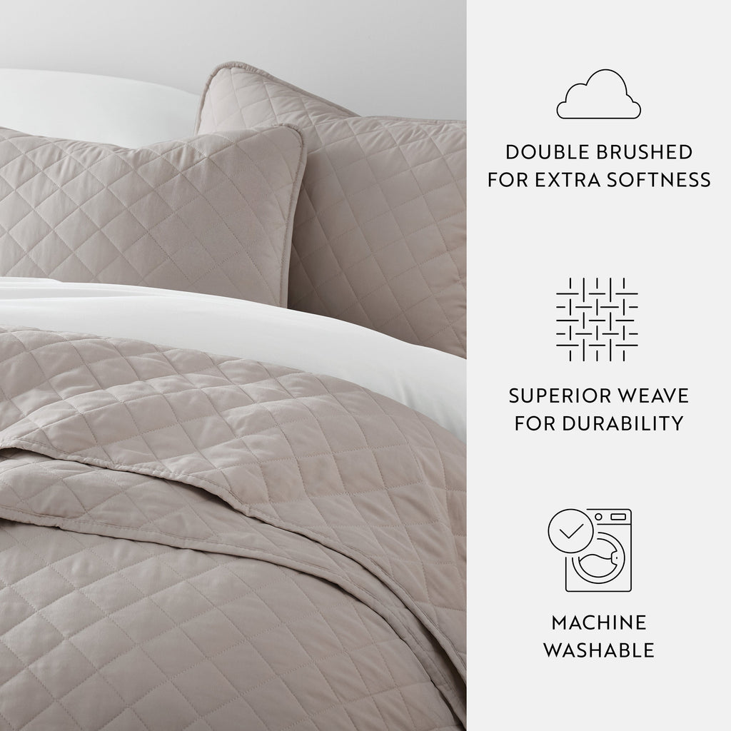 Quilt Coverlet Soft Set Diamond Stitching