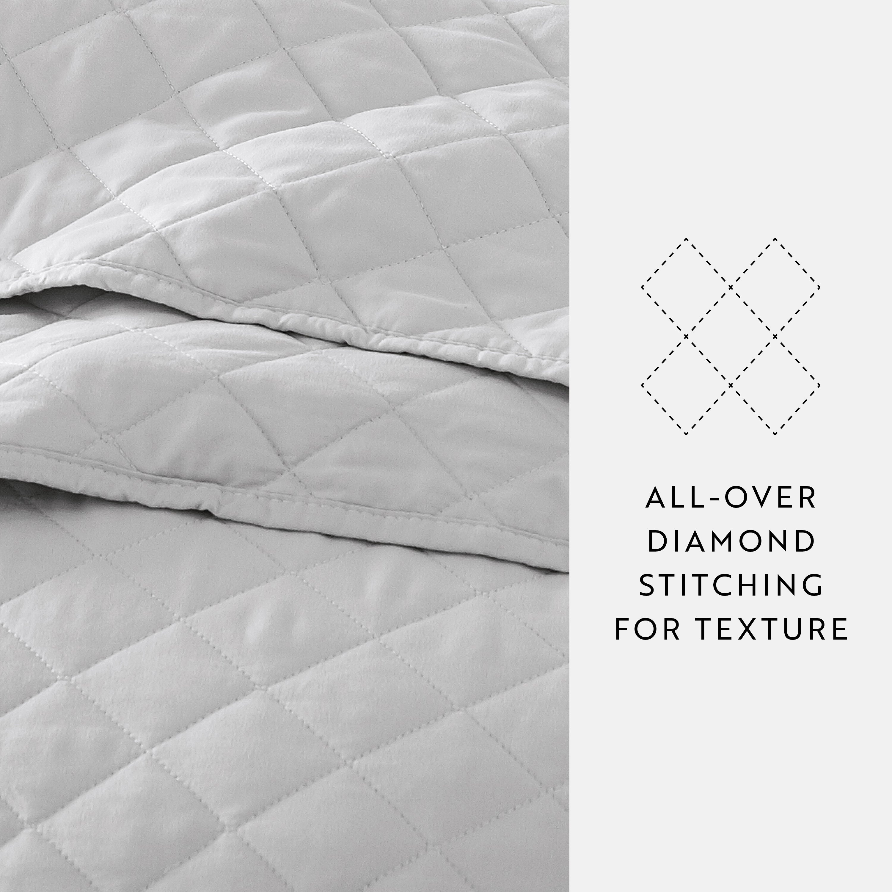 Quilt Coverlet Soft Set Diamond Stitching