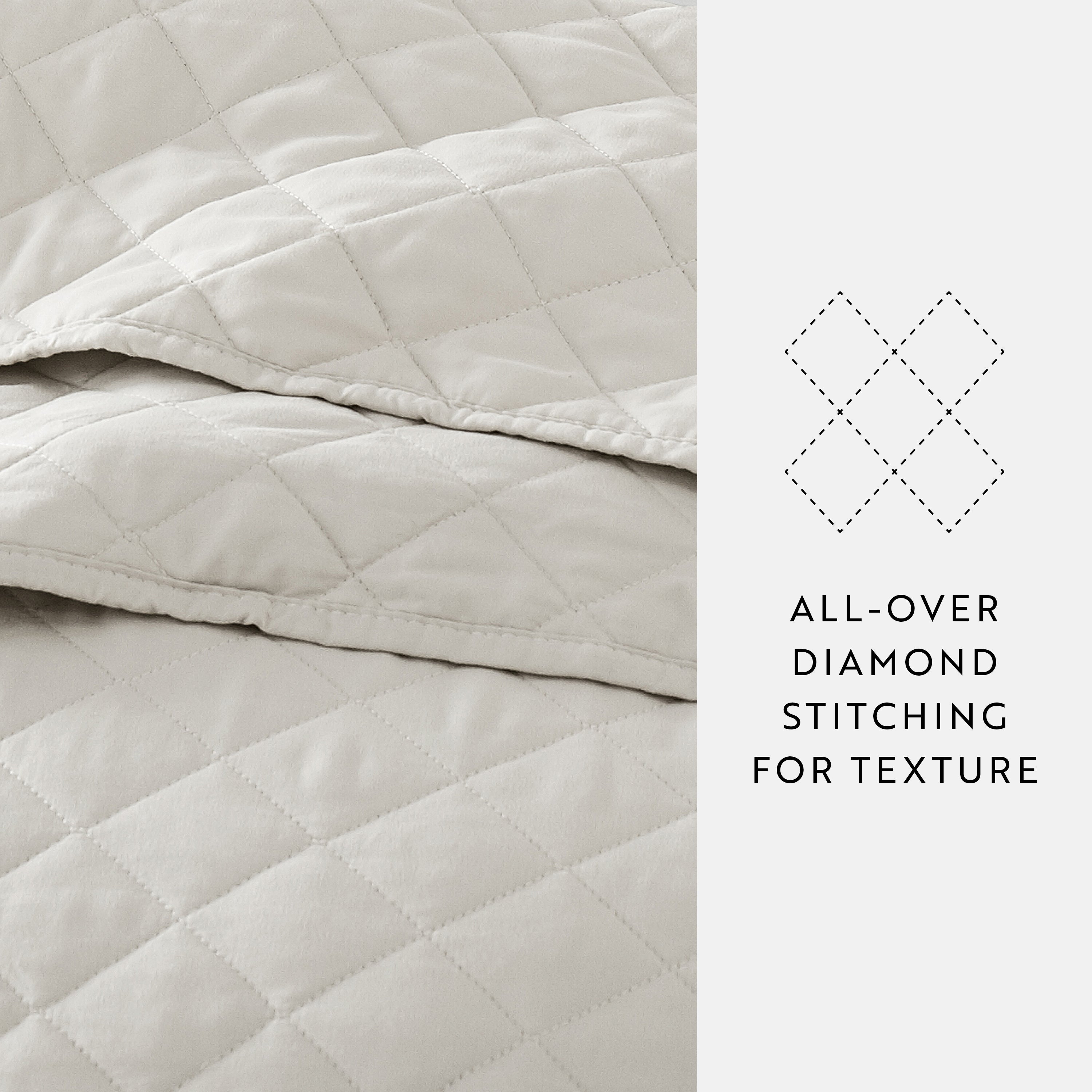 Quilt Coverlet Soft Set Diamond Stitching